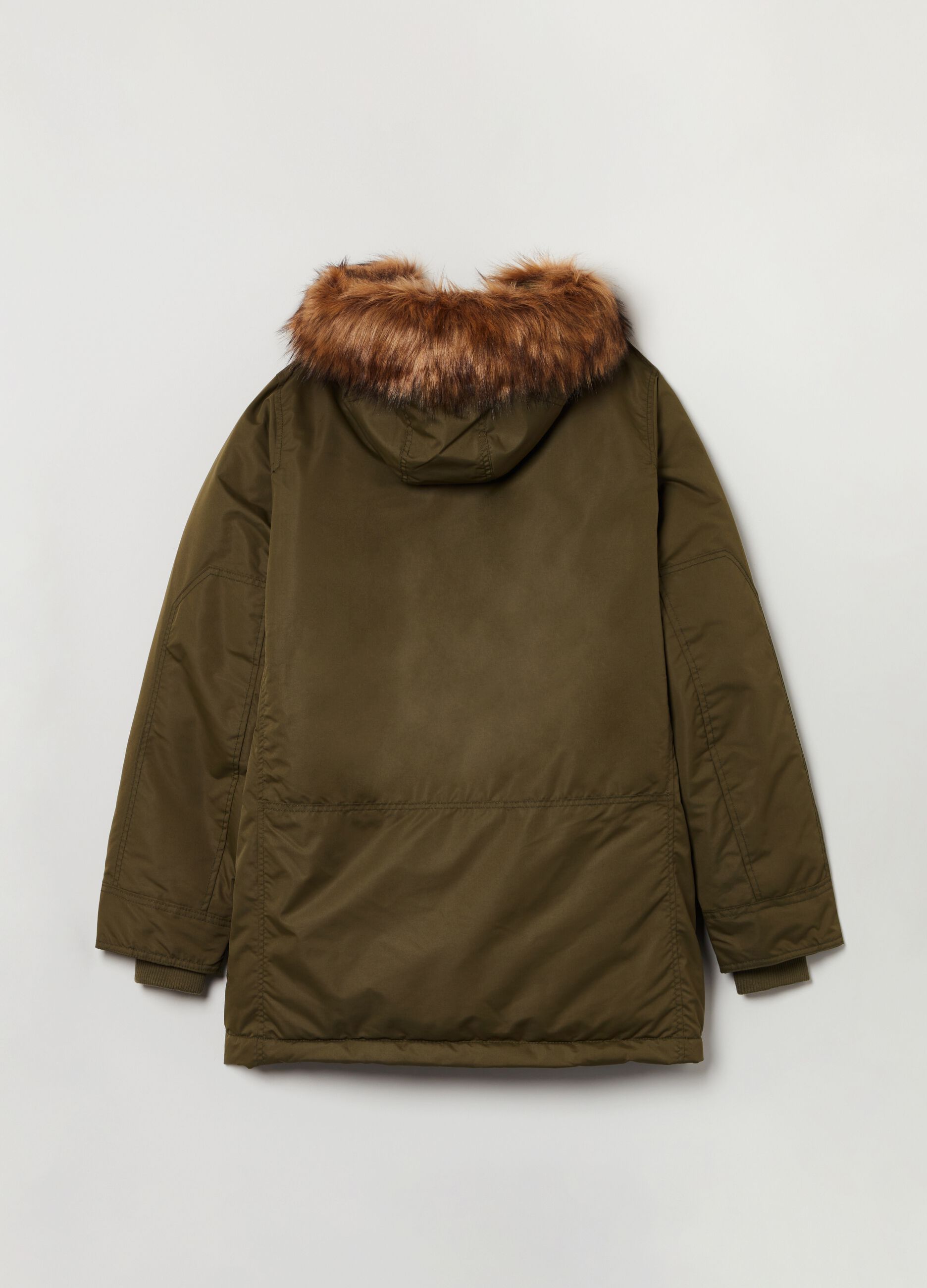 Parka with hood and sherpa lining._1