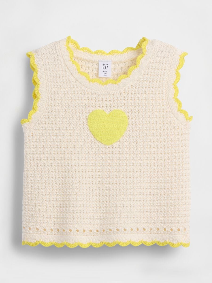 Tank top in puro cotone lavorato Bimba_0