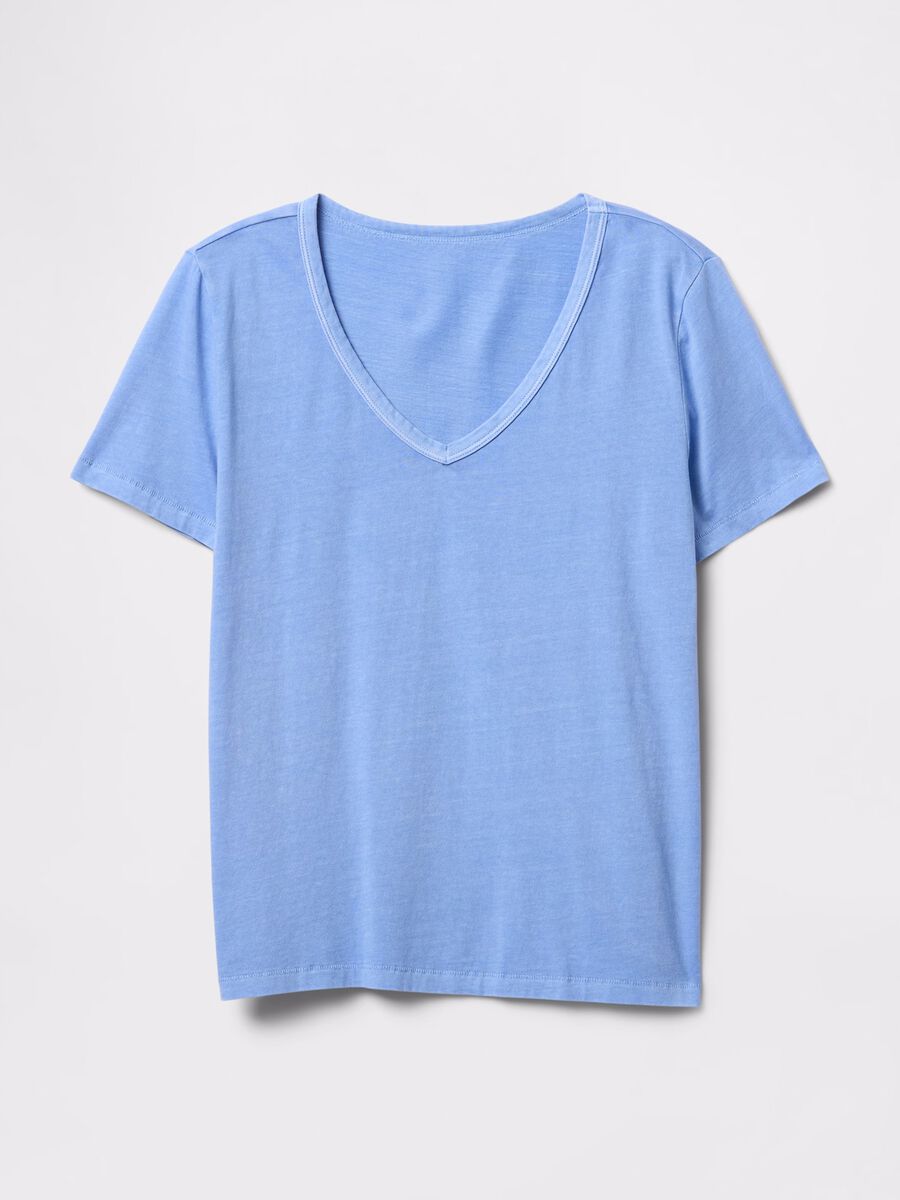T-shirt basic azzurra in cotone Donna_3
