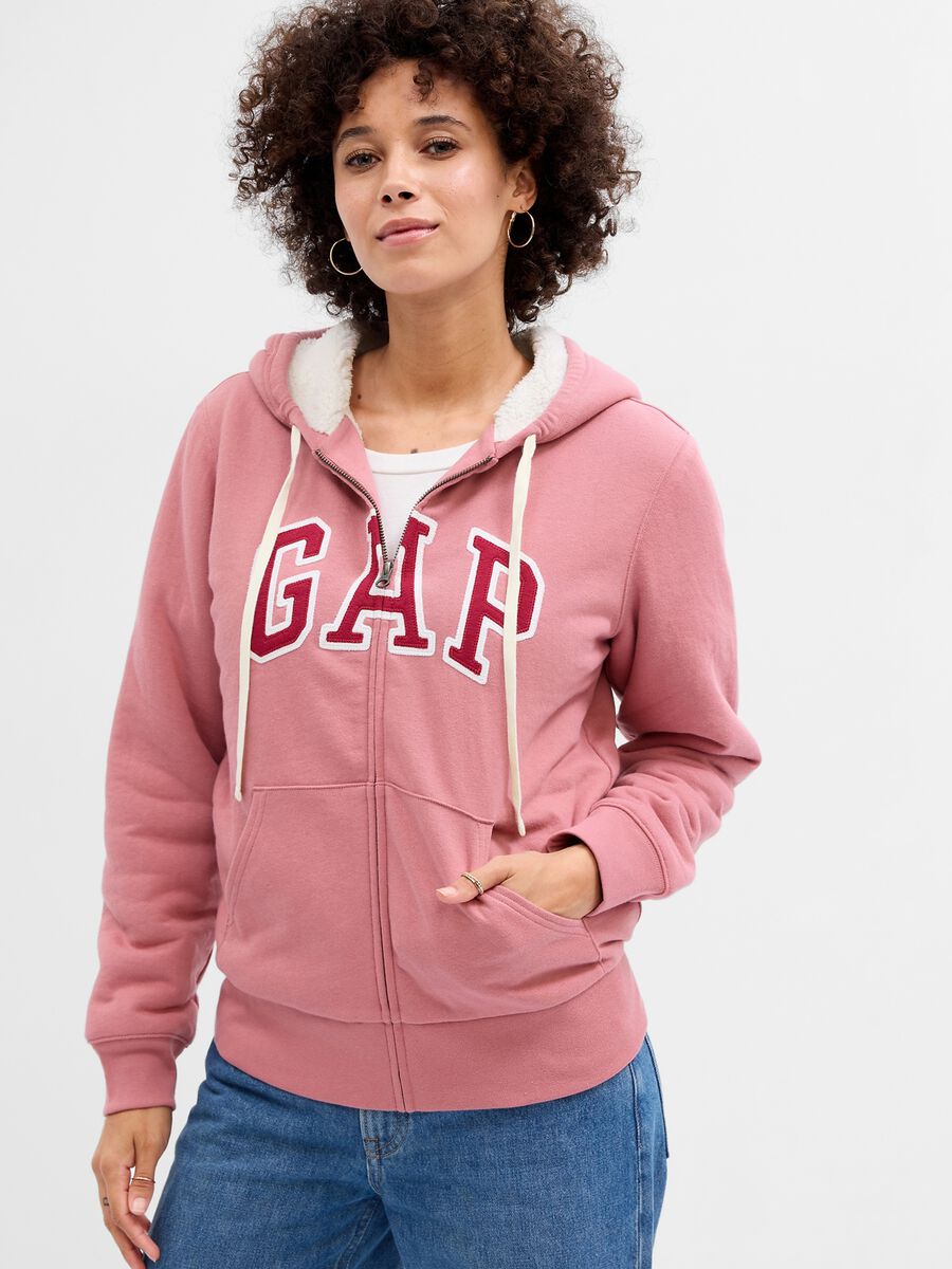 Full-zip con cappuccio e interno in sherpa Donna_0