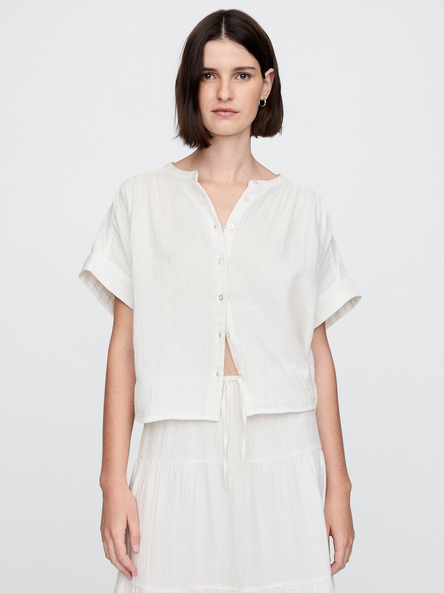 Camicia leggera bianco in tessuto Donna_0