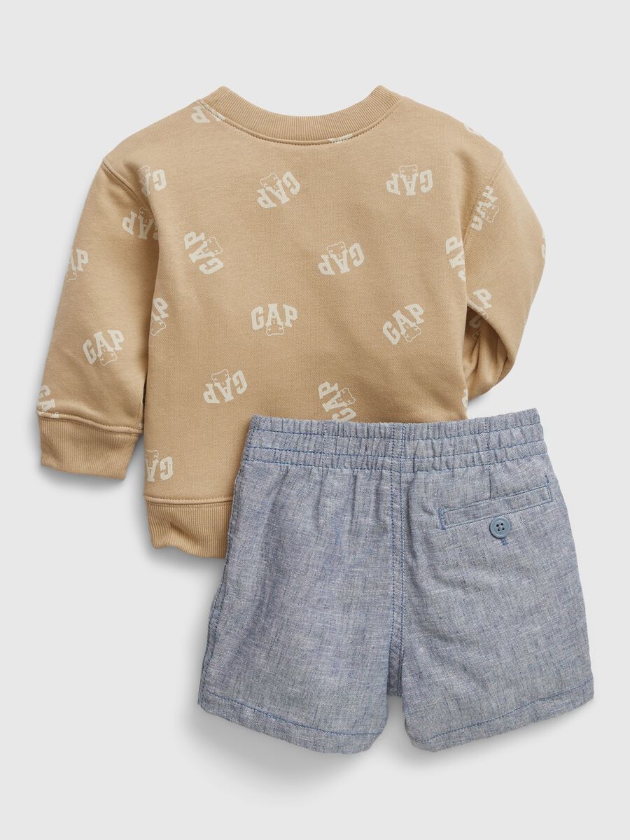 Jogging set with sweatshirt and shorts in cotton Newborn Boy_1