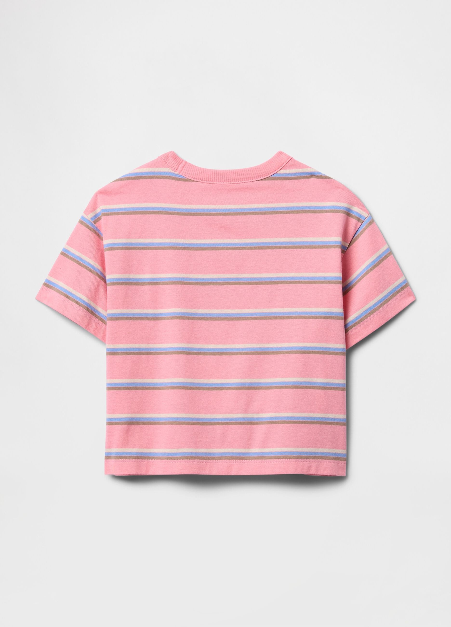T-shirt a righe rosa in puro cotone GAP Kids_1