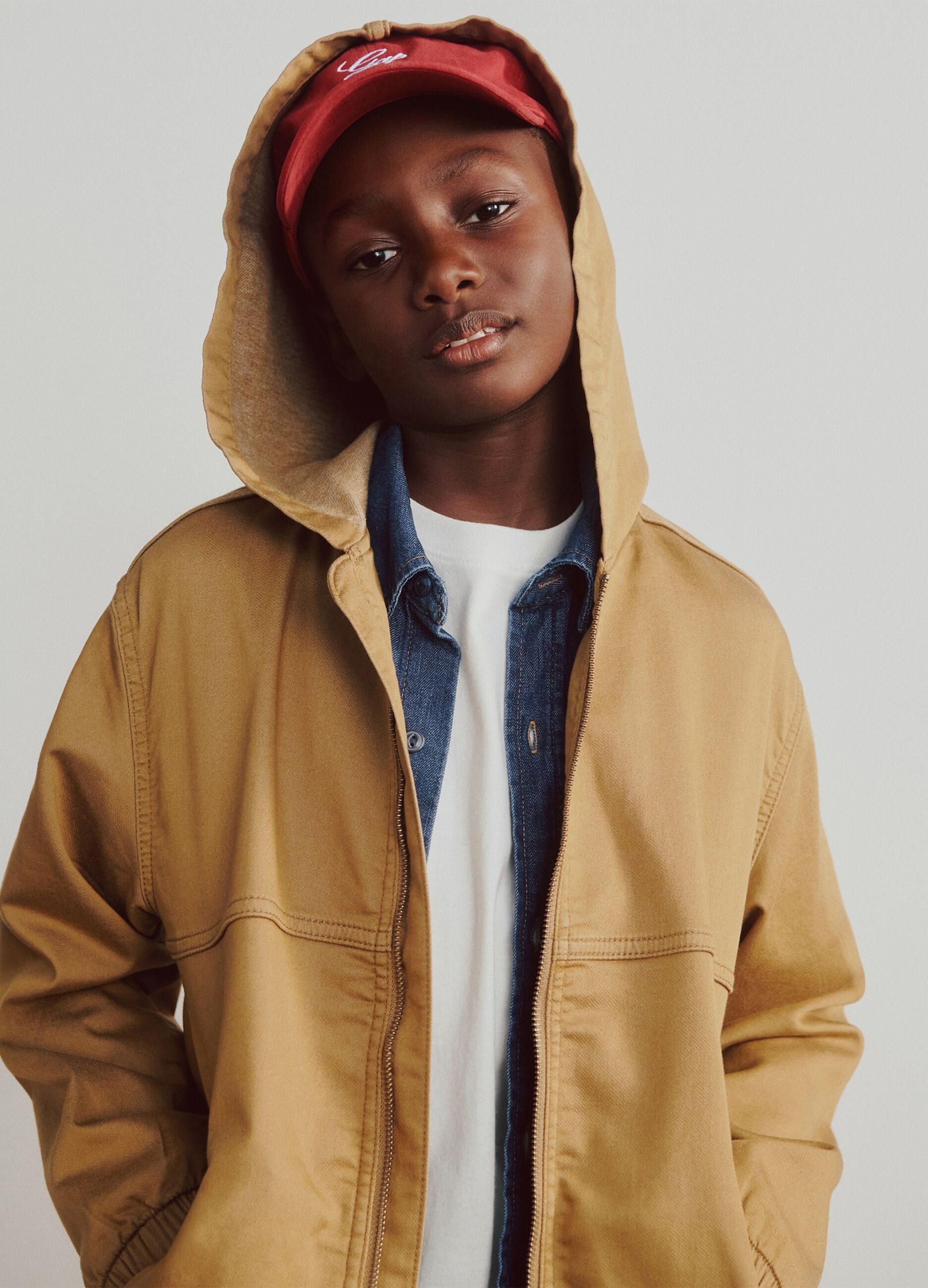 Brown Hooded Cotton Blend Jacket_4