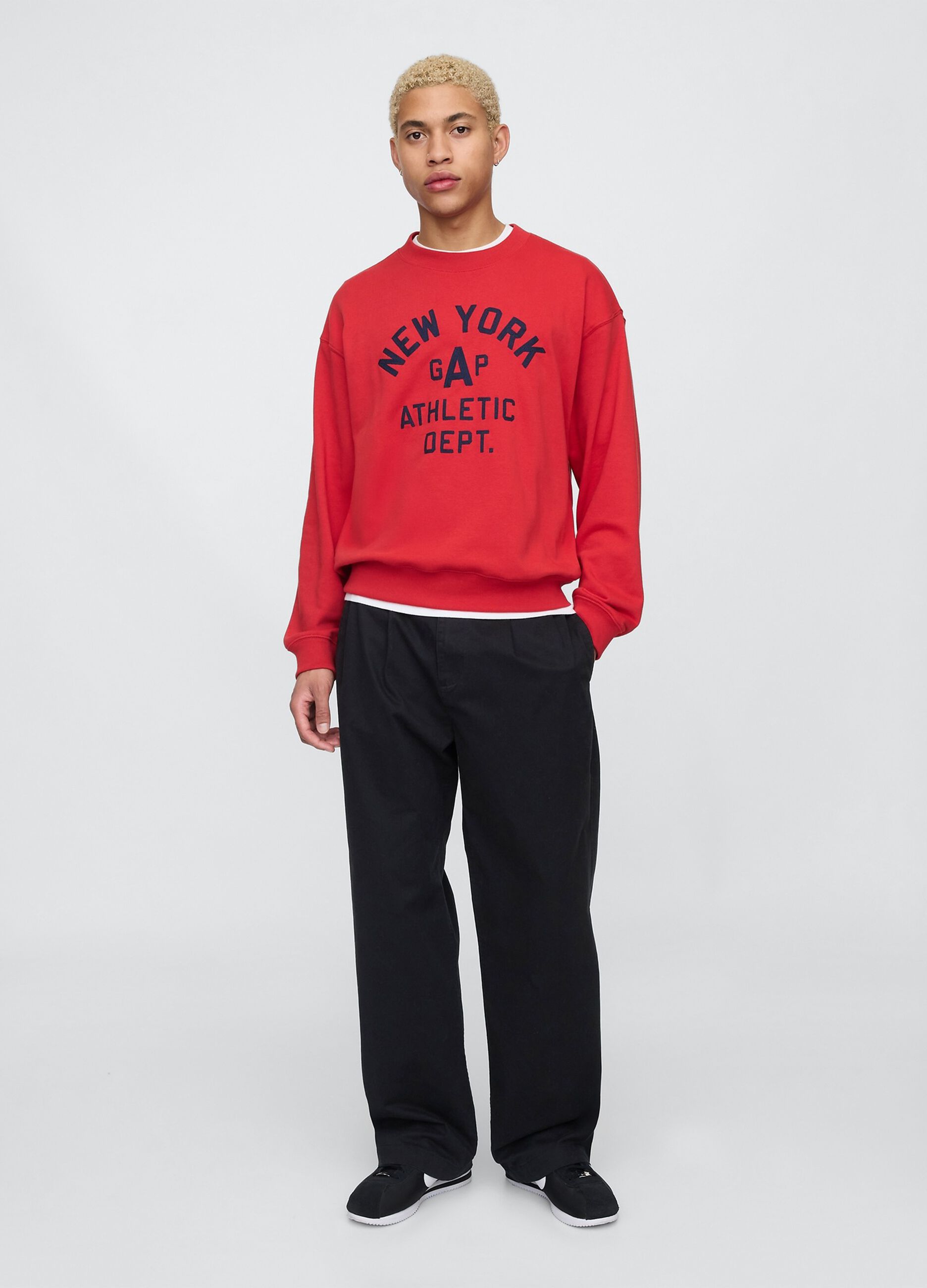Felpa rossa con stampa Gap e New York_1