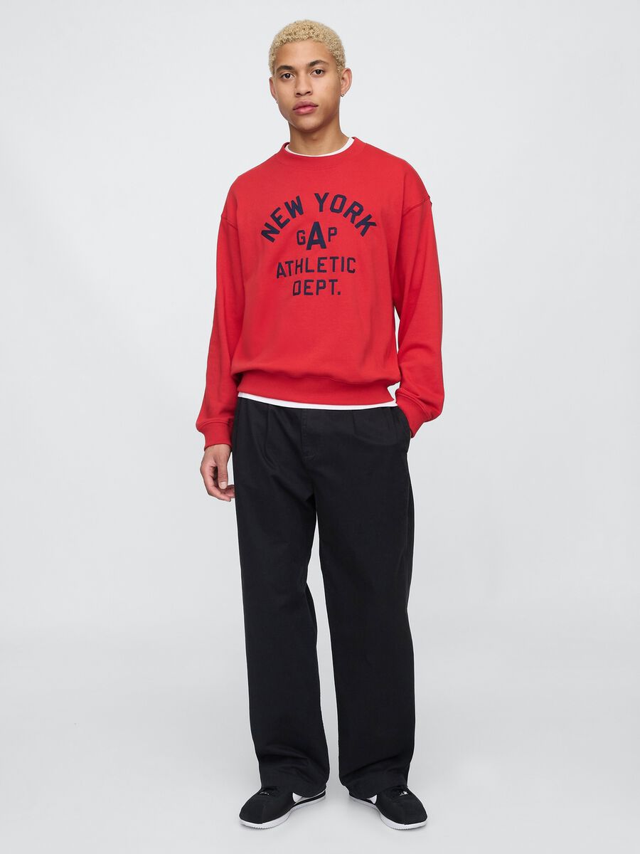 Felpa rossa con stampa Gap e New York Uomo_1