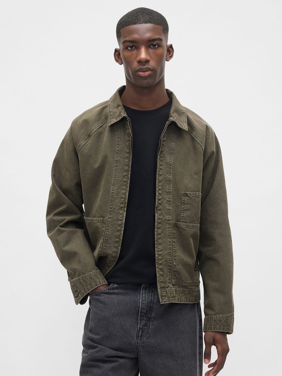 Green jacket in pure cotton Man_1