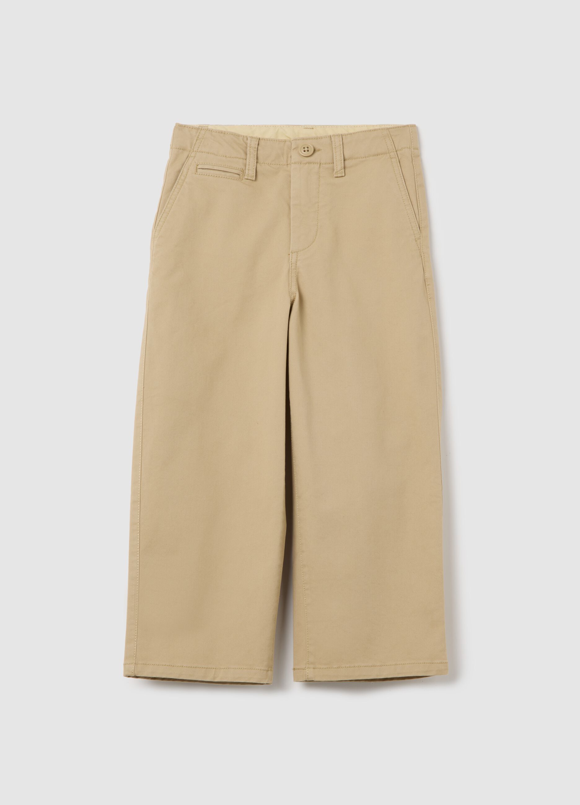 Pantaloni chino beige in cotone stretch