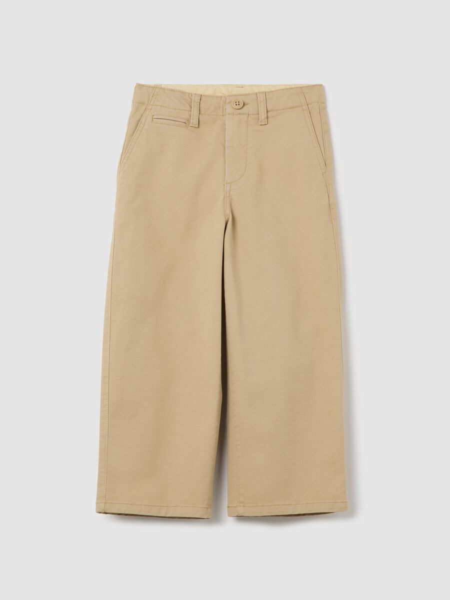 Pantaloni chino beige in cotone stretch Bimbo_0