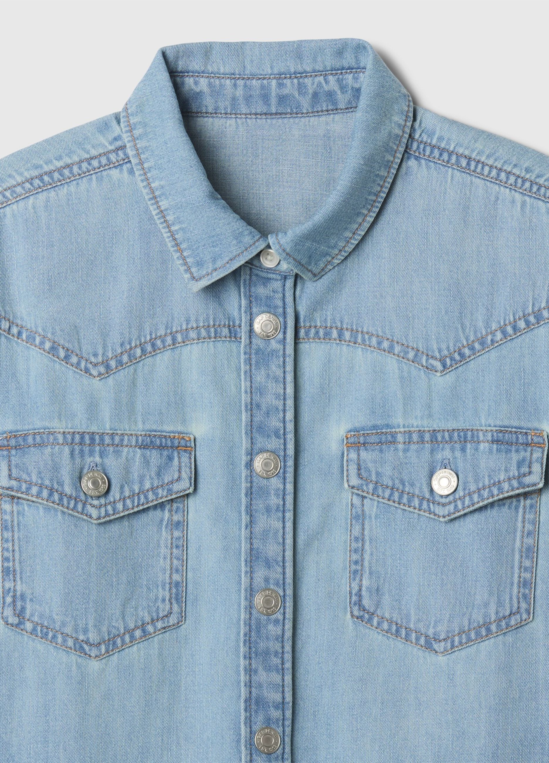 Camicia western denim in cotone_1
