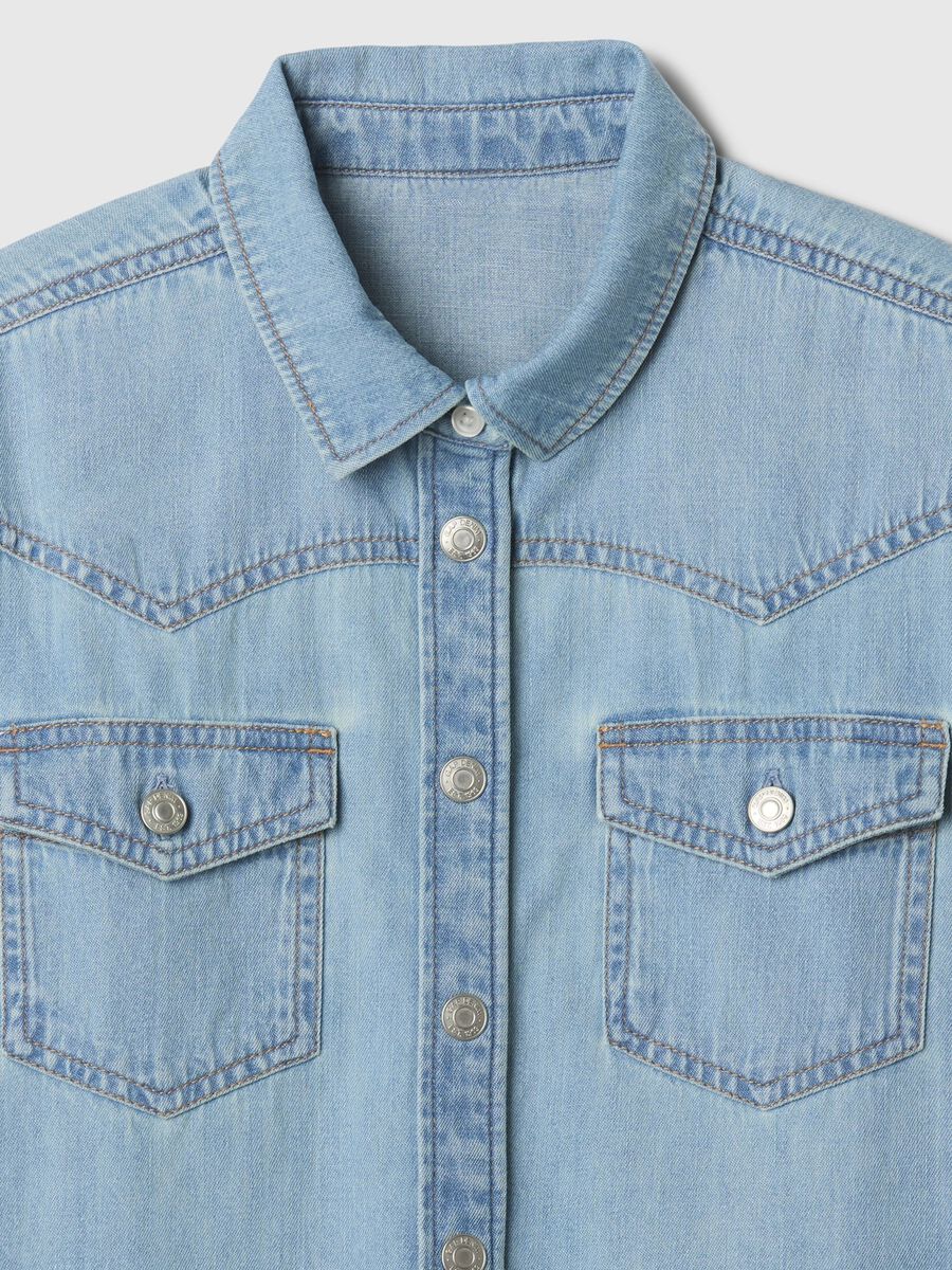 Camicia jeans a maniche lunghe in cotone GAP Kids Bambina_1