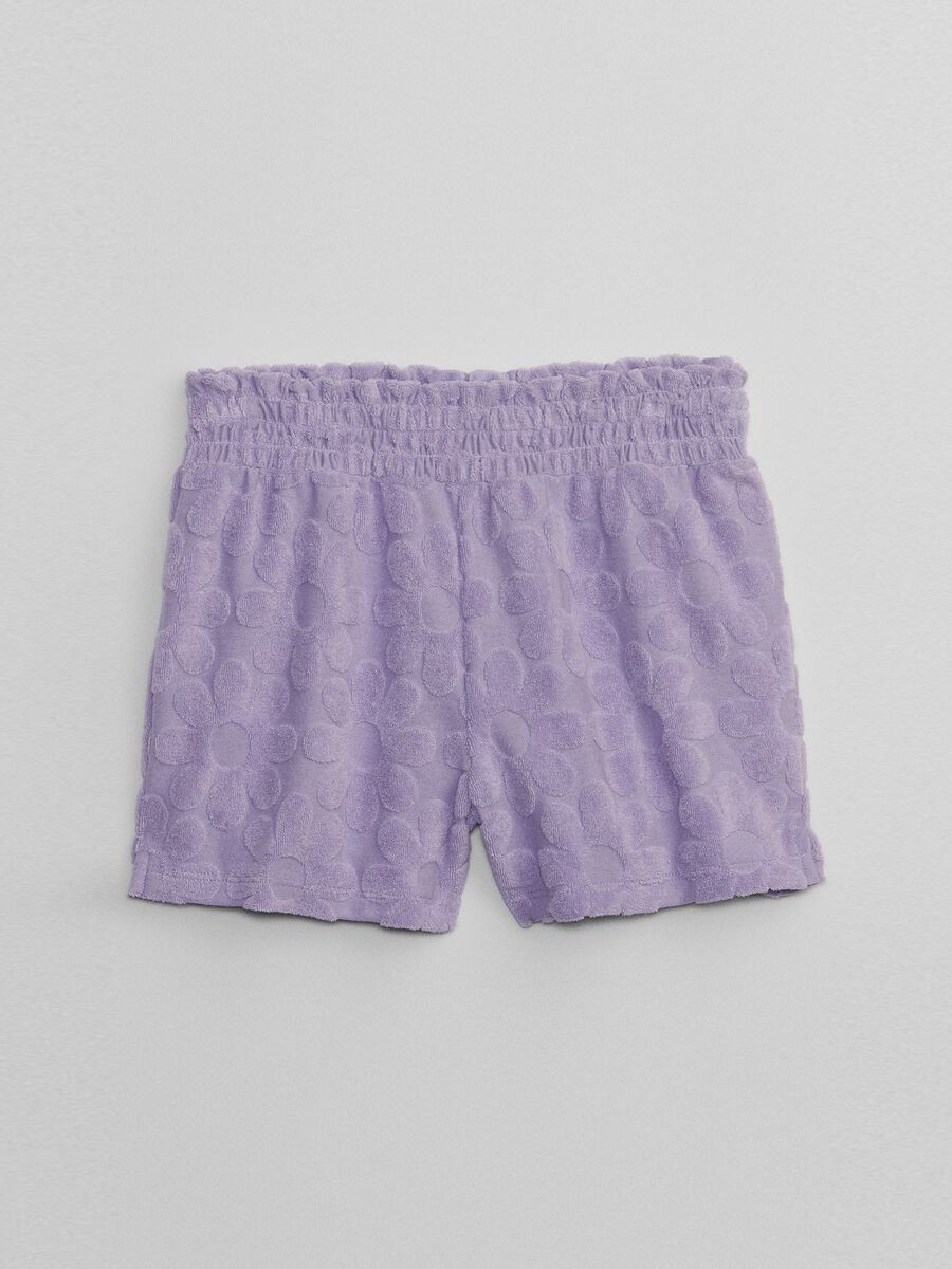 French terry shorts with raised flowers Girl_0