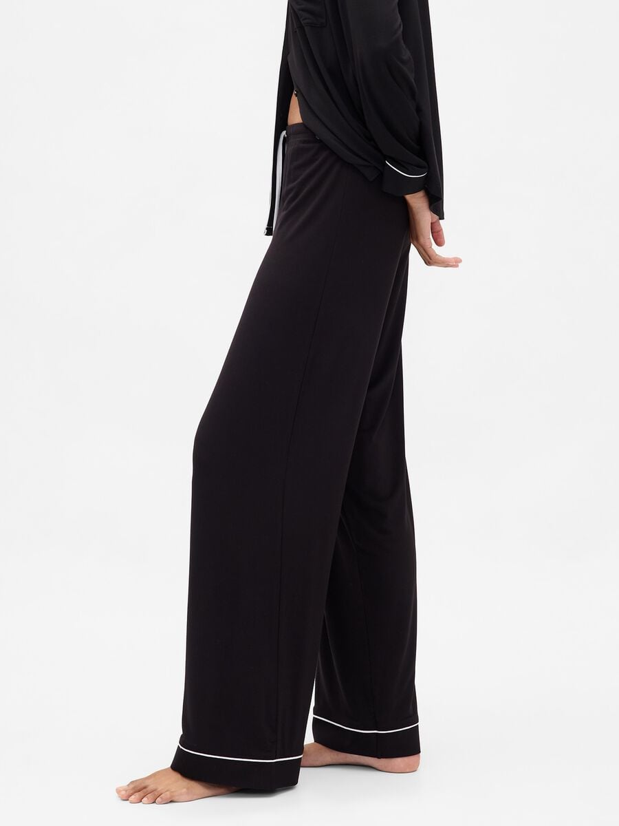 Pantalone pigiama con piping a contrasto Donna_3