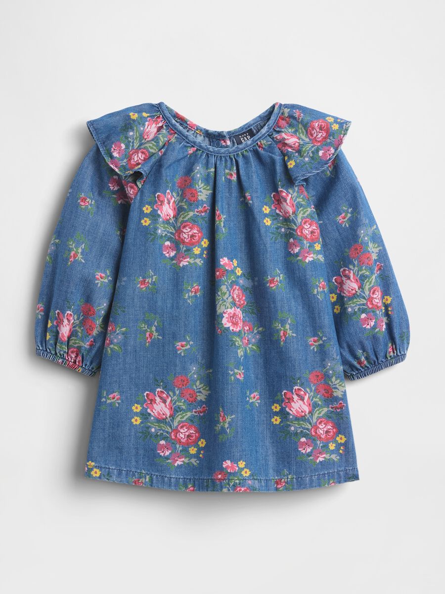 Abito denim con stampa floreale Neonato_0