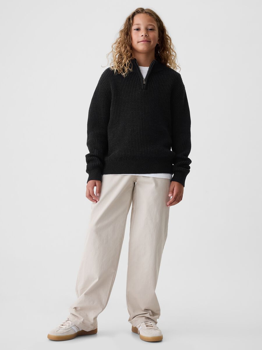 Pullover mock neck con mezza zip Bambino_1