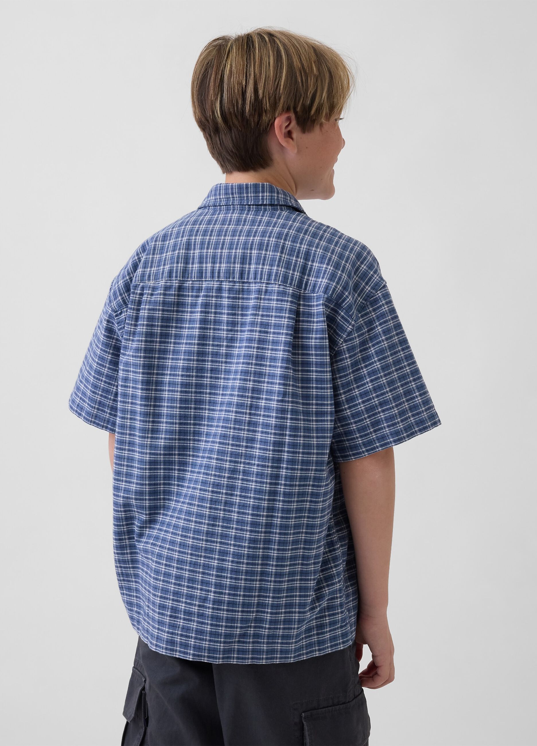 Camicia a maniche corte in cotone elasticizzato