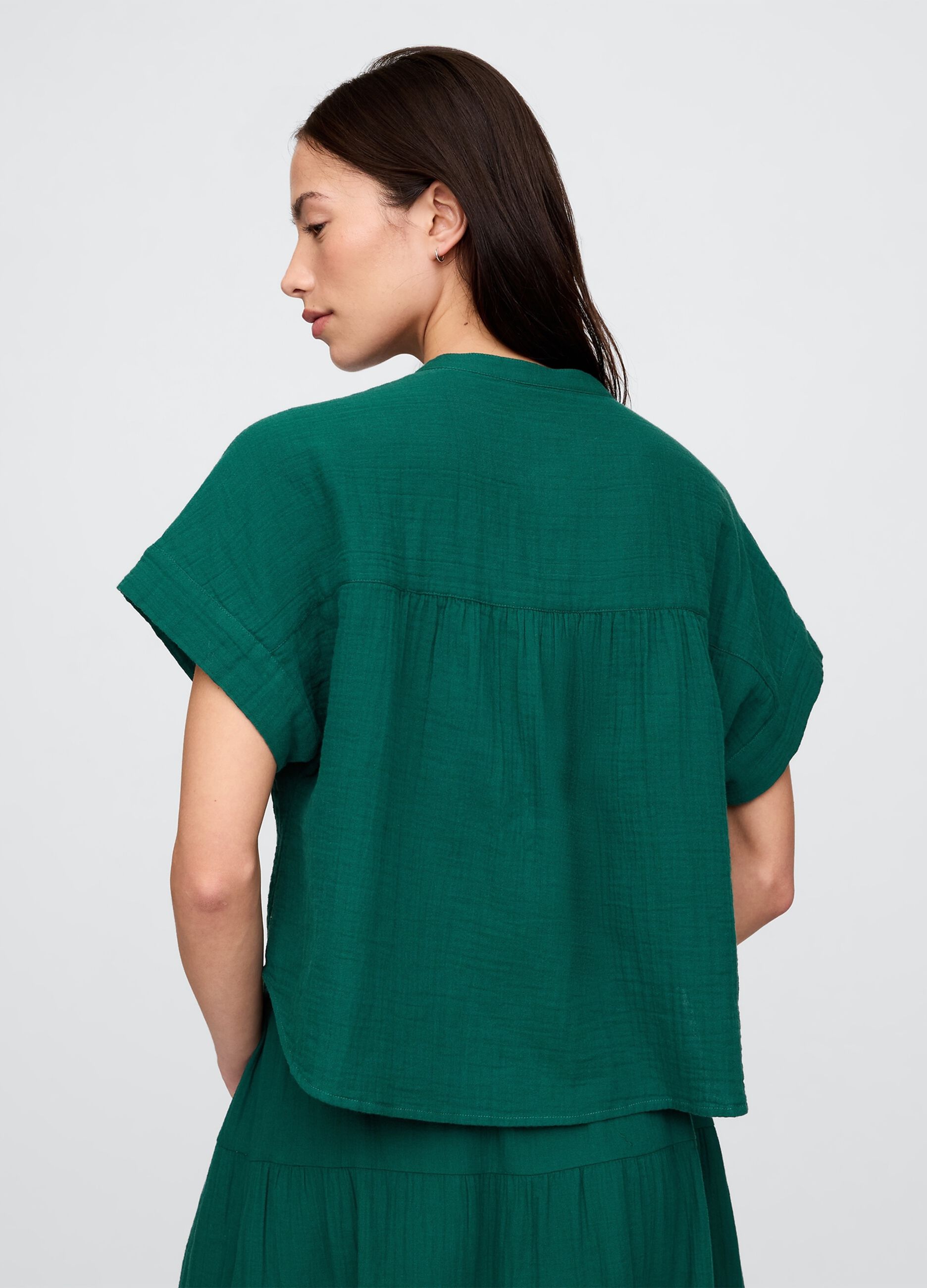Camicia verde in cotone leggero_1