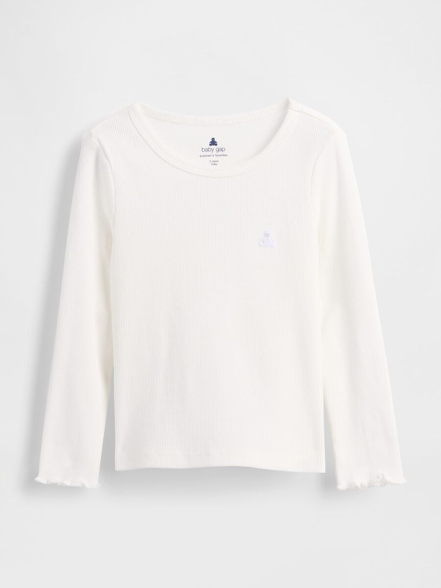 T-shirt bianca a maniche lunghe in cotone Bambina_0