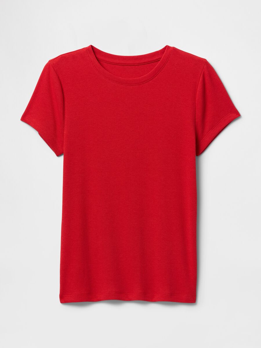 T-shirt slim fit in cotone a costine  Donna_3