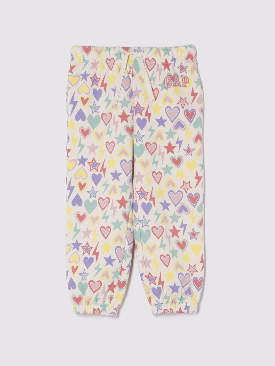 Pantaloni jogger multicolor con stampa cuore Bimba_0