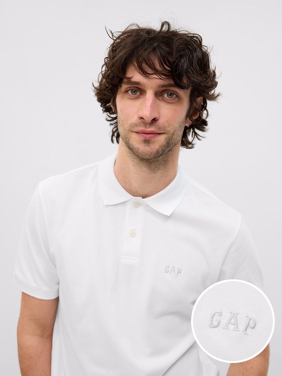 Polo in piquet con ricamo logo Uomo_0