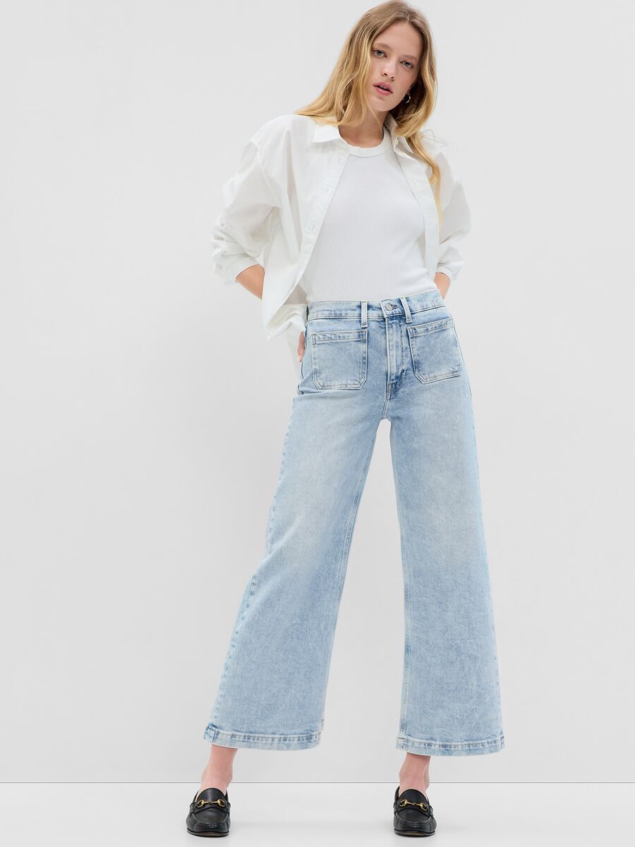Straight-fit, ankle-length, high-rise jeans Woman_0