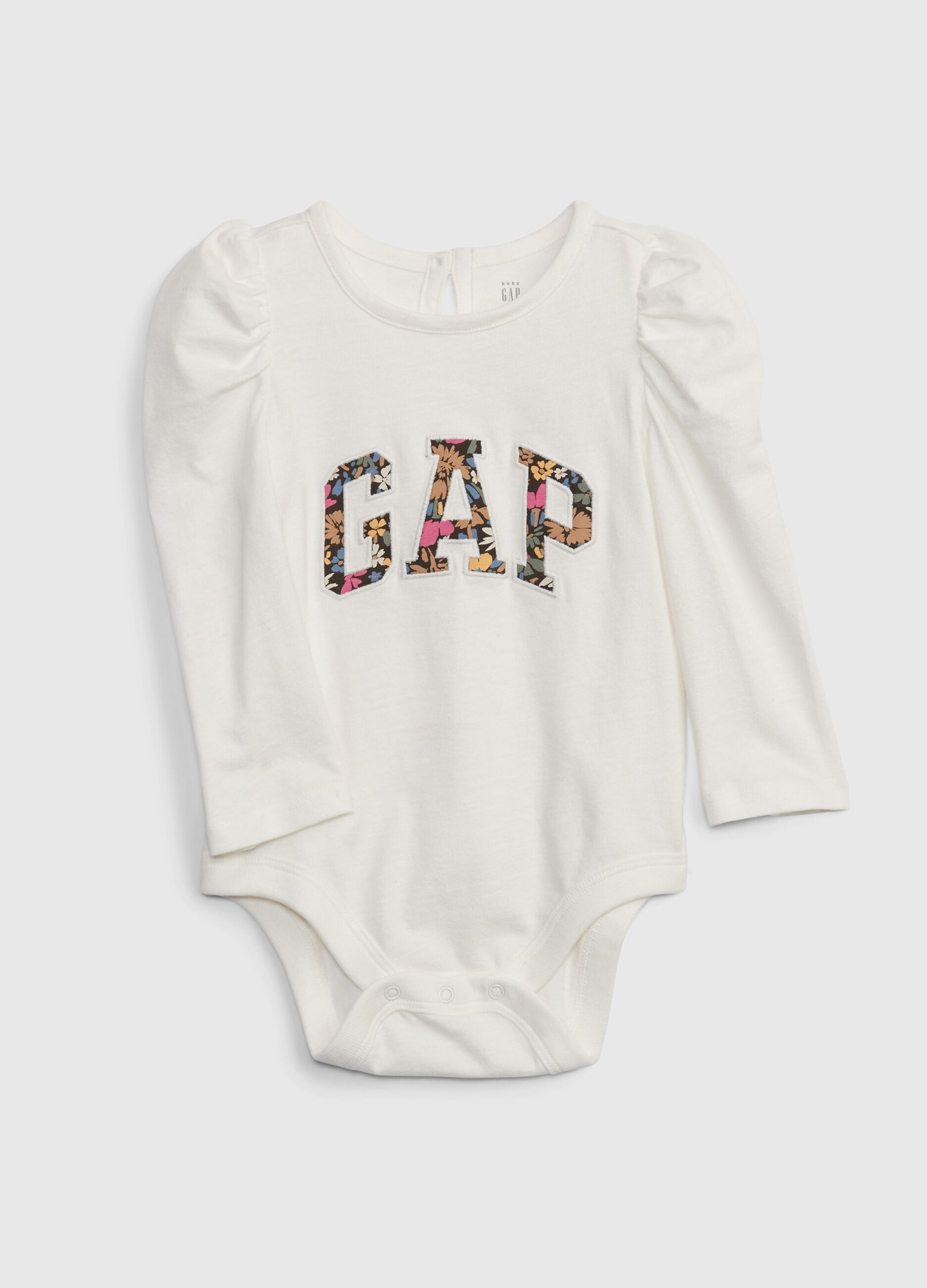Long-sleeved bodysuit with logo patch