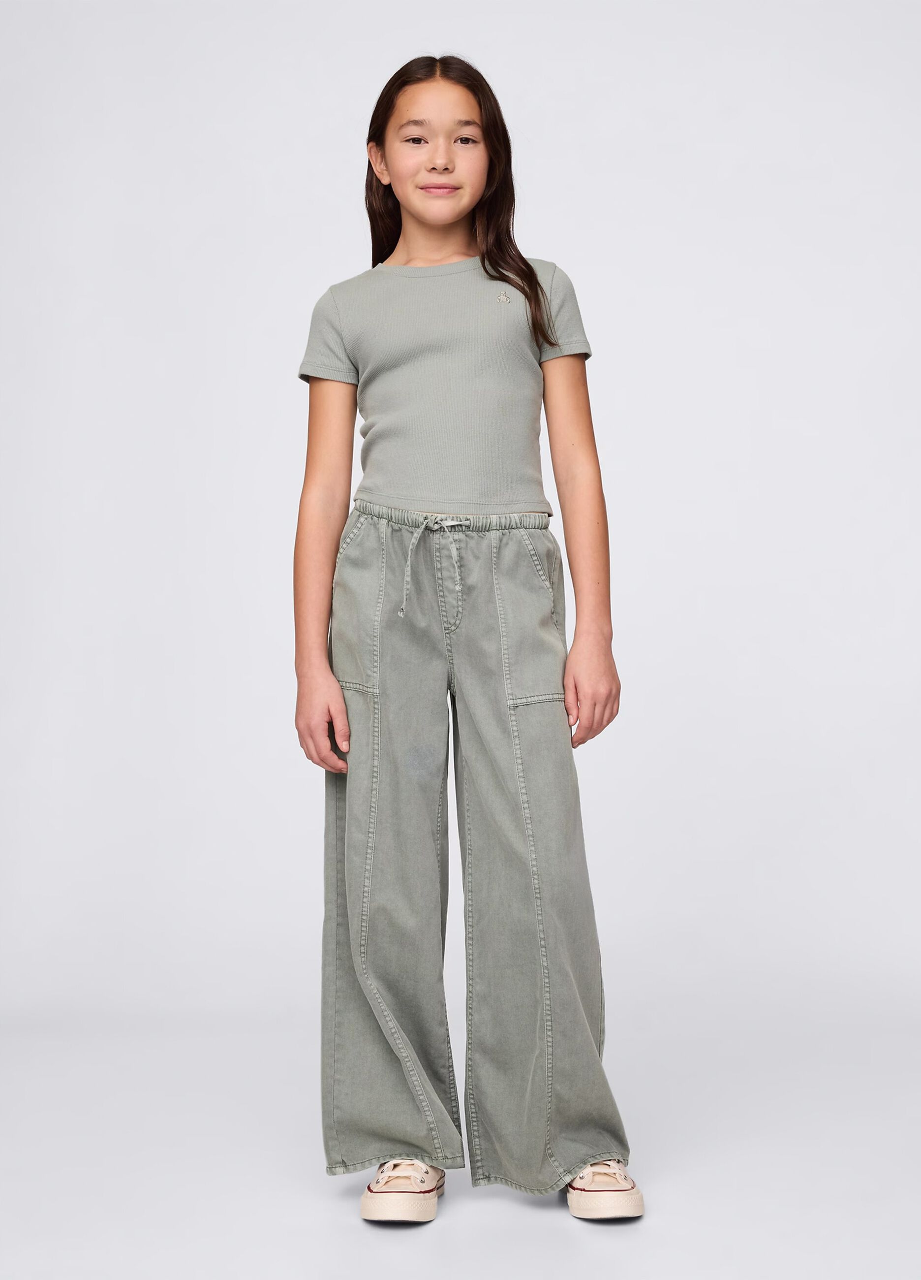 Pantaloni palazzo verdi in cotone e lyocell