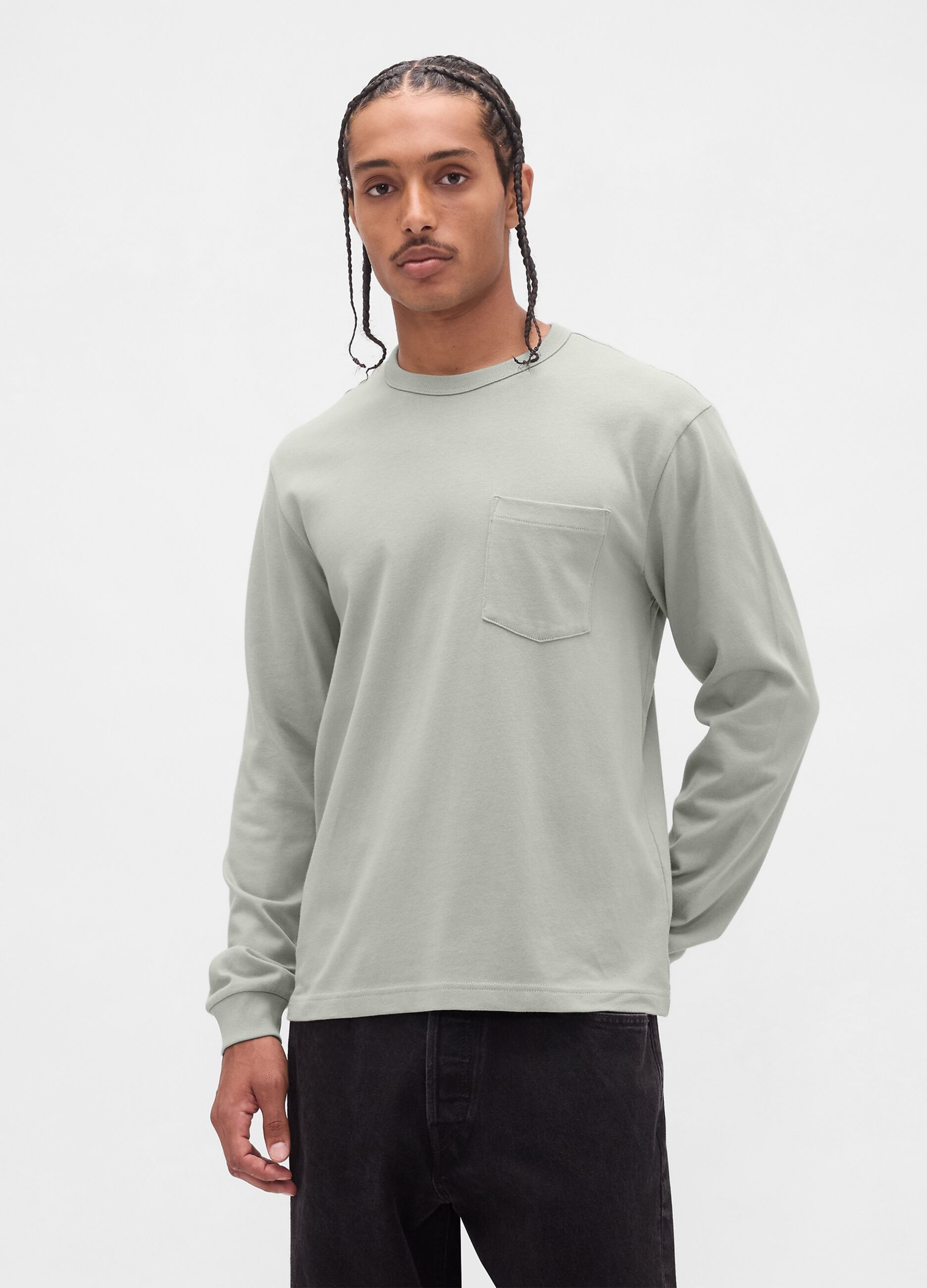 Grey Long Sleeve Cotton T-Shirt