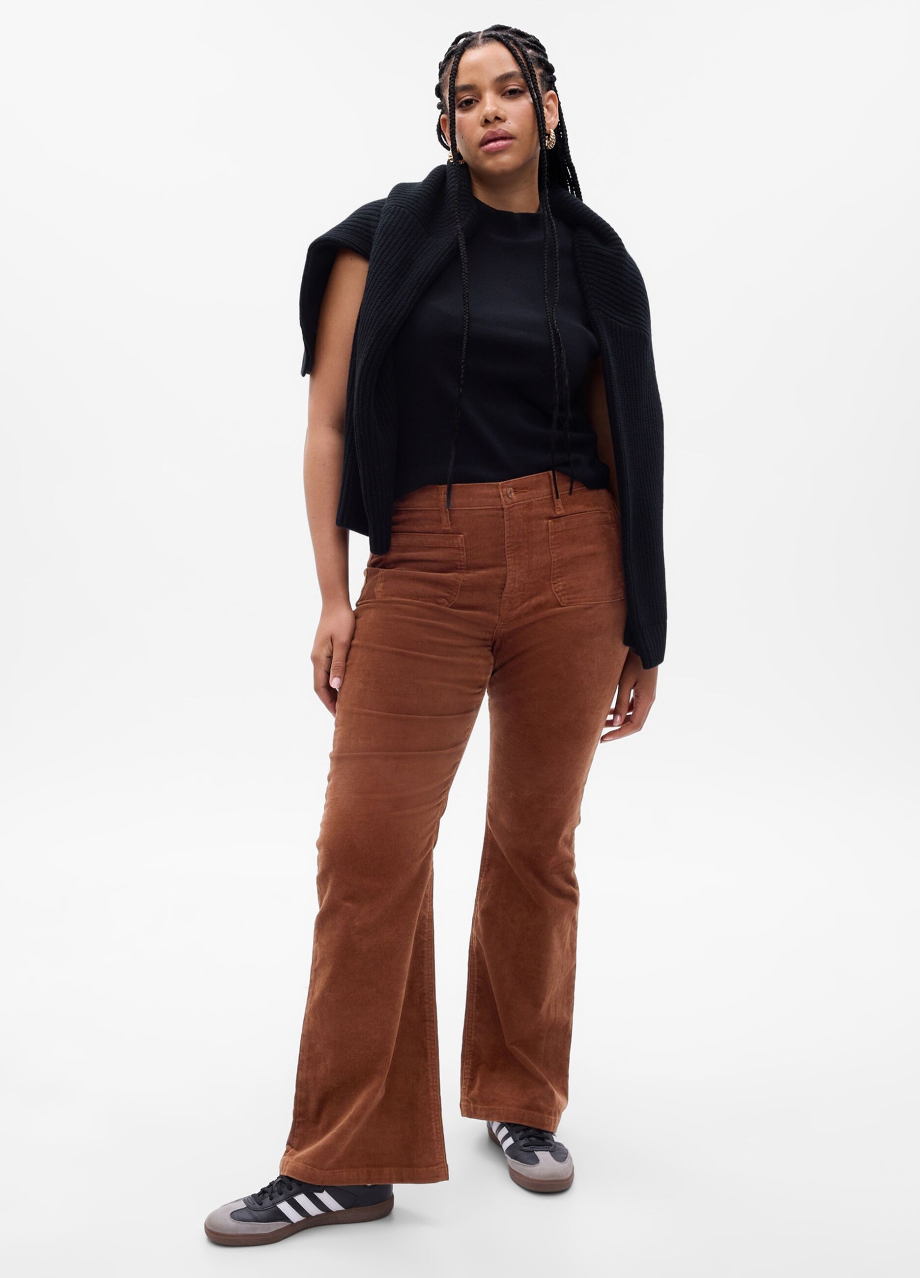 Flare-fit high-rise trousers in corduroy_3
