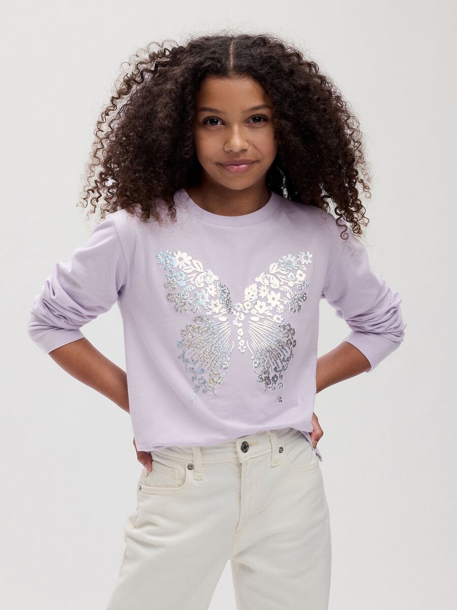 Long-sleeved T-shirt with foil print Girl_0