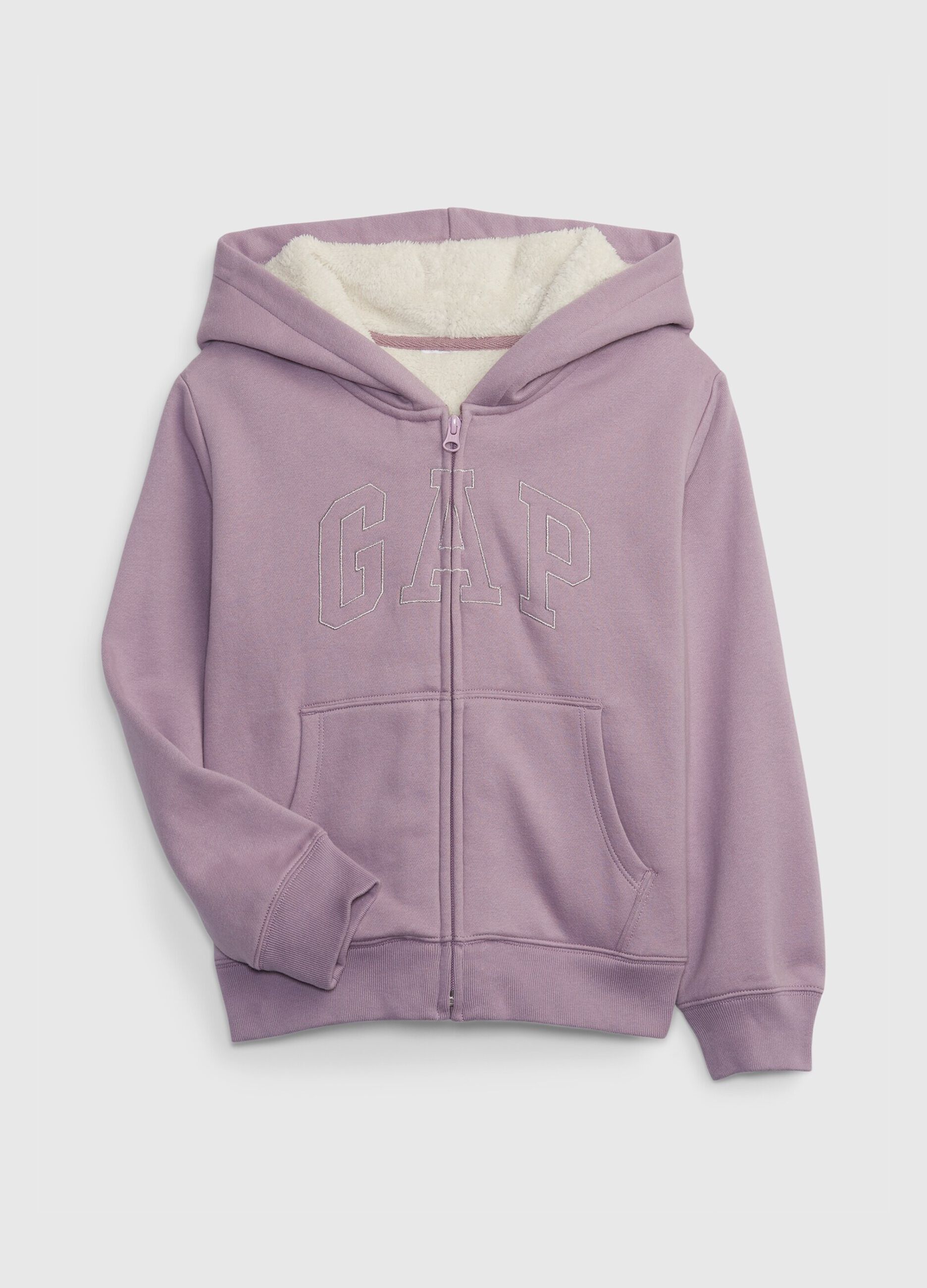Full-zip con interno in sherpa e ricamo logo