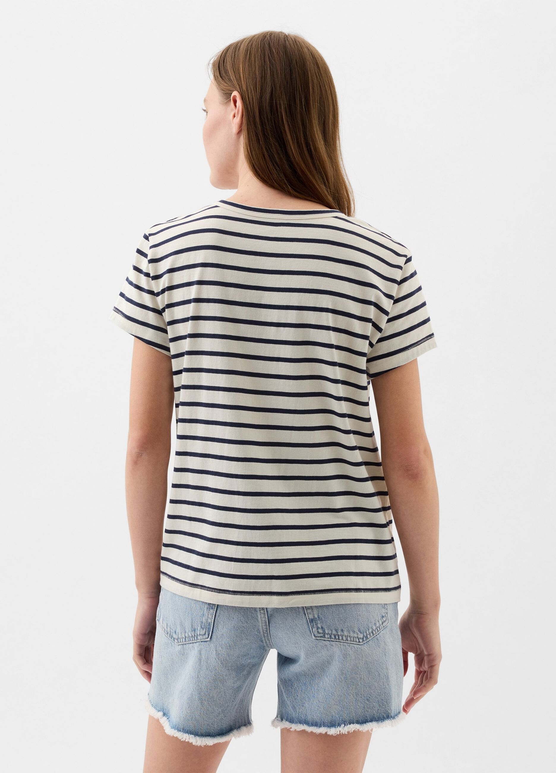 T-shirt a righe con stampa logo_2