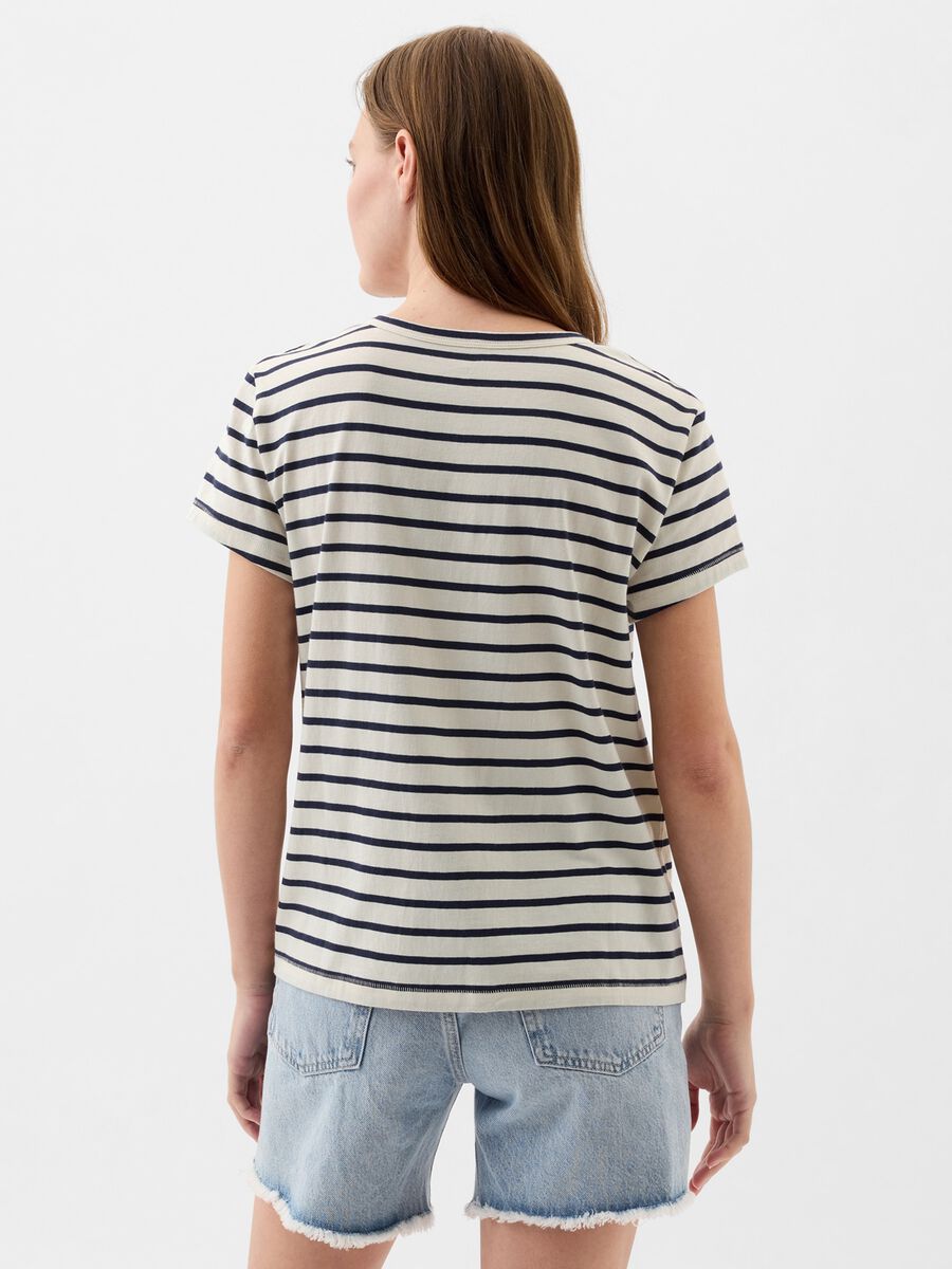 Striped T-shirt with logo print Woman_2