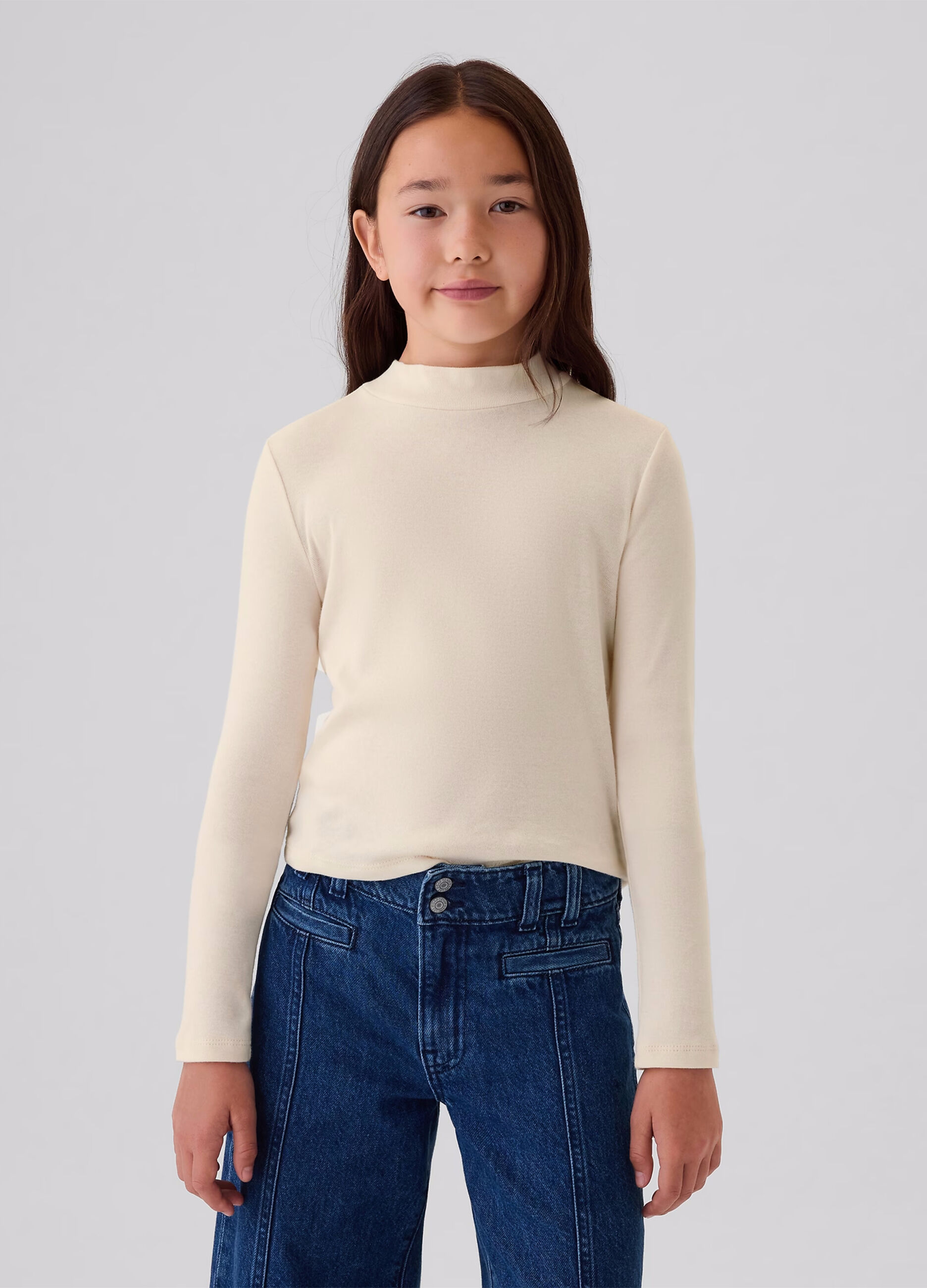 T-shirt a maniche lunghe mock neck 