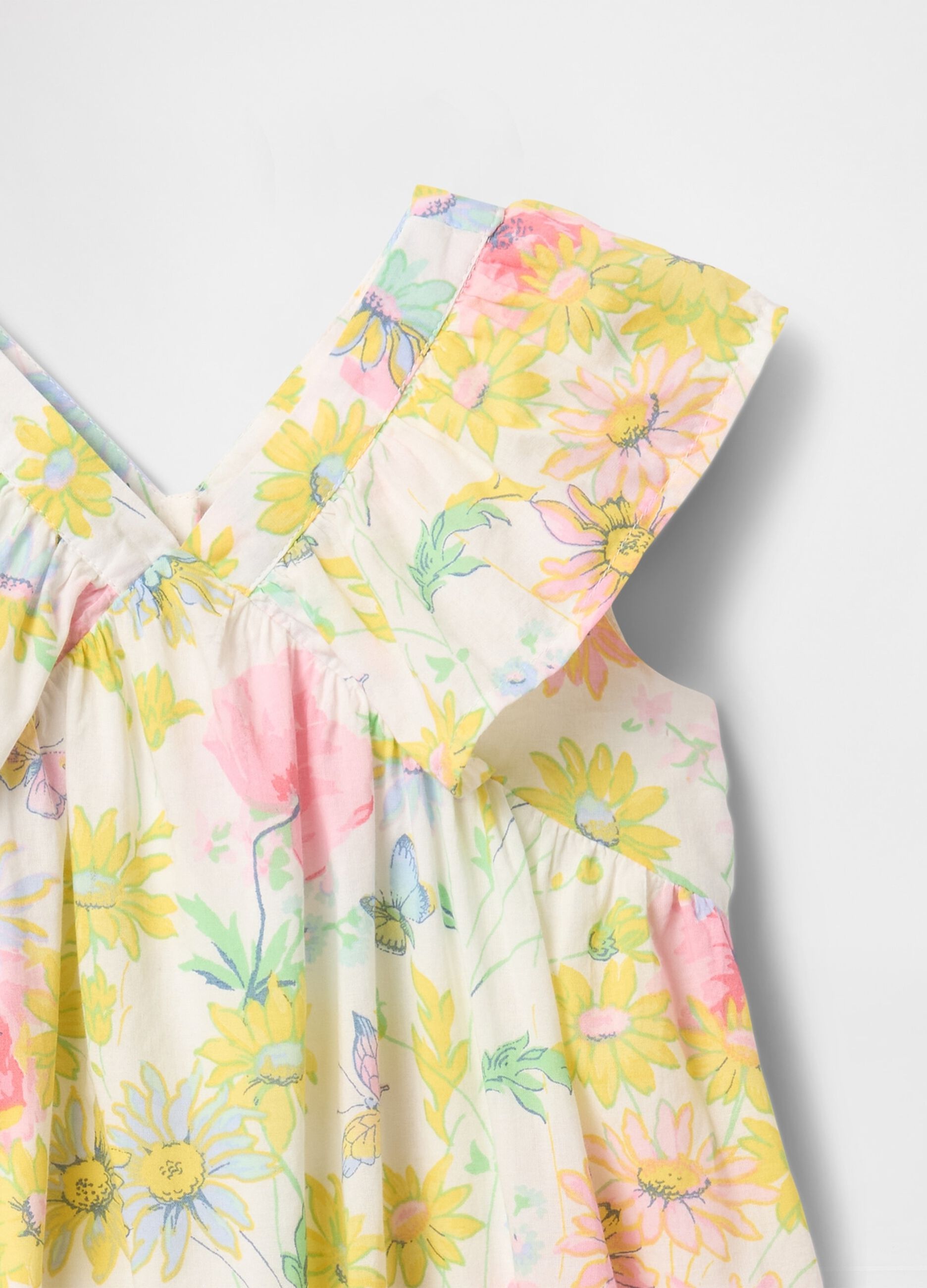 Vestito scamiciato a fiori multicolore in cotone Gap Kids_2