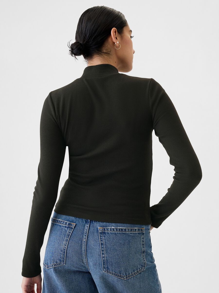 T-shirt a costine in cotone e modal stretch Donna_2