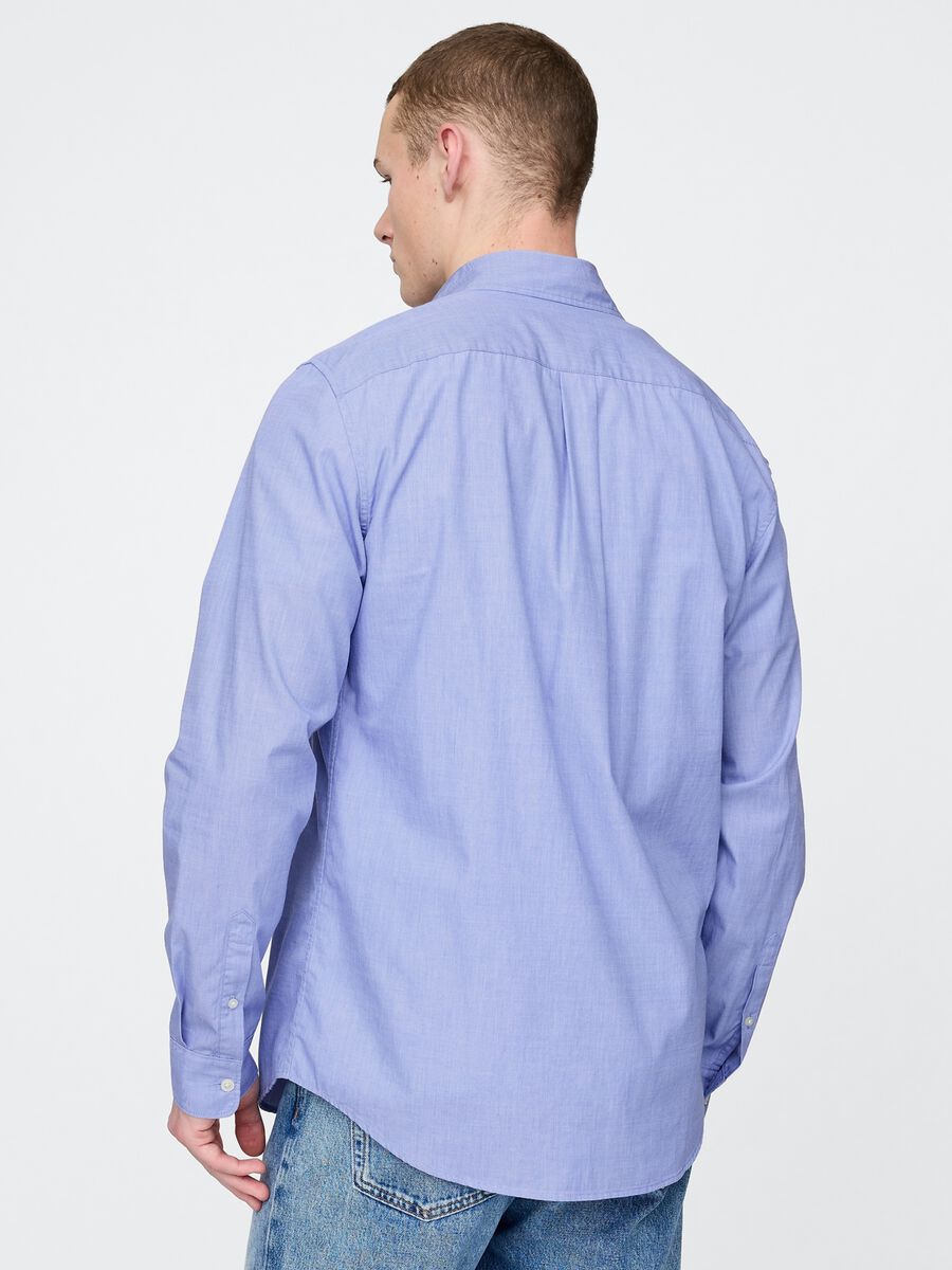 Camicia azzurra con taschino in cotone Man_2