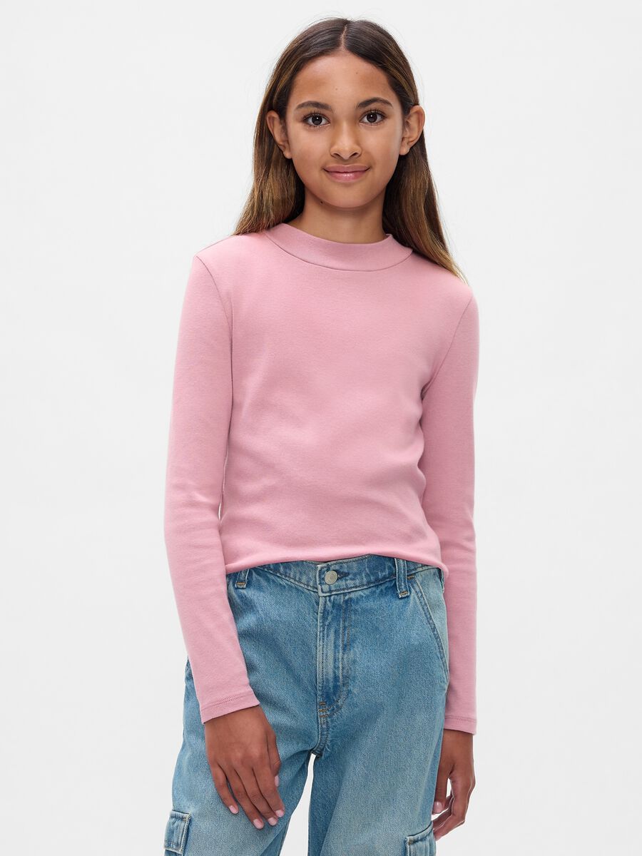 T-shirt mock neck con maniche lunghe Bambina_0