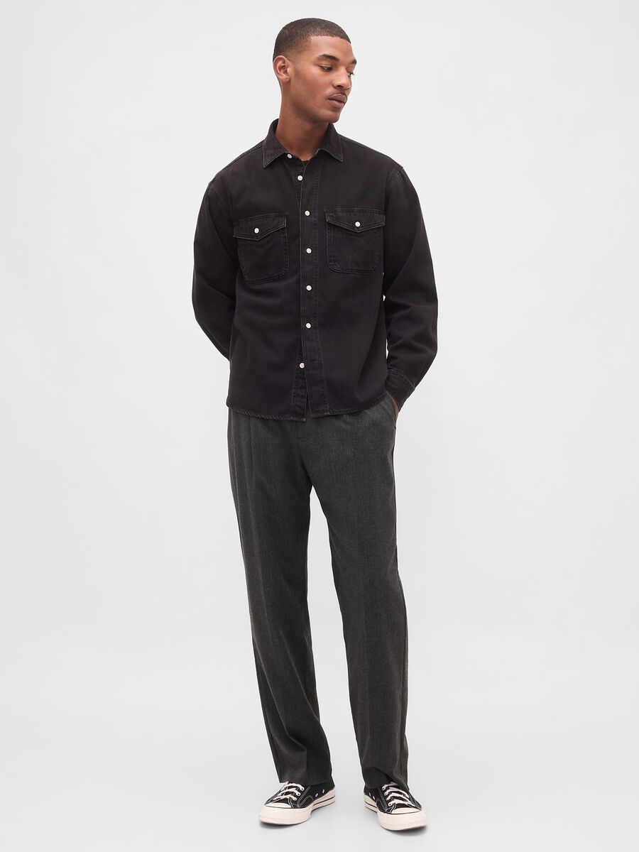 Grey trousers in viscose and wool blend Man_0