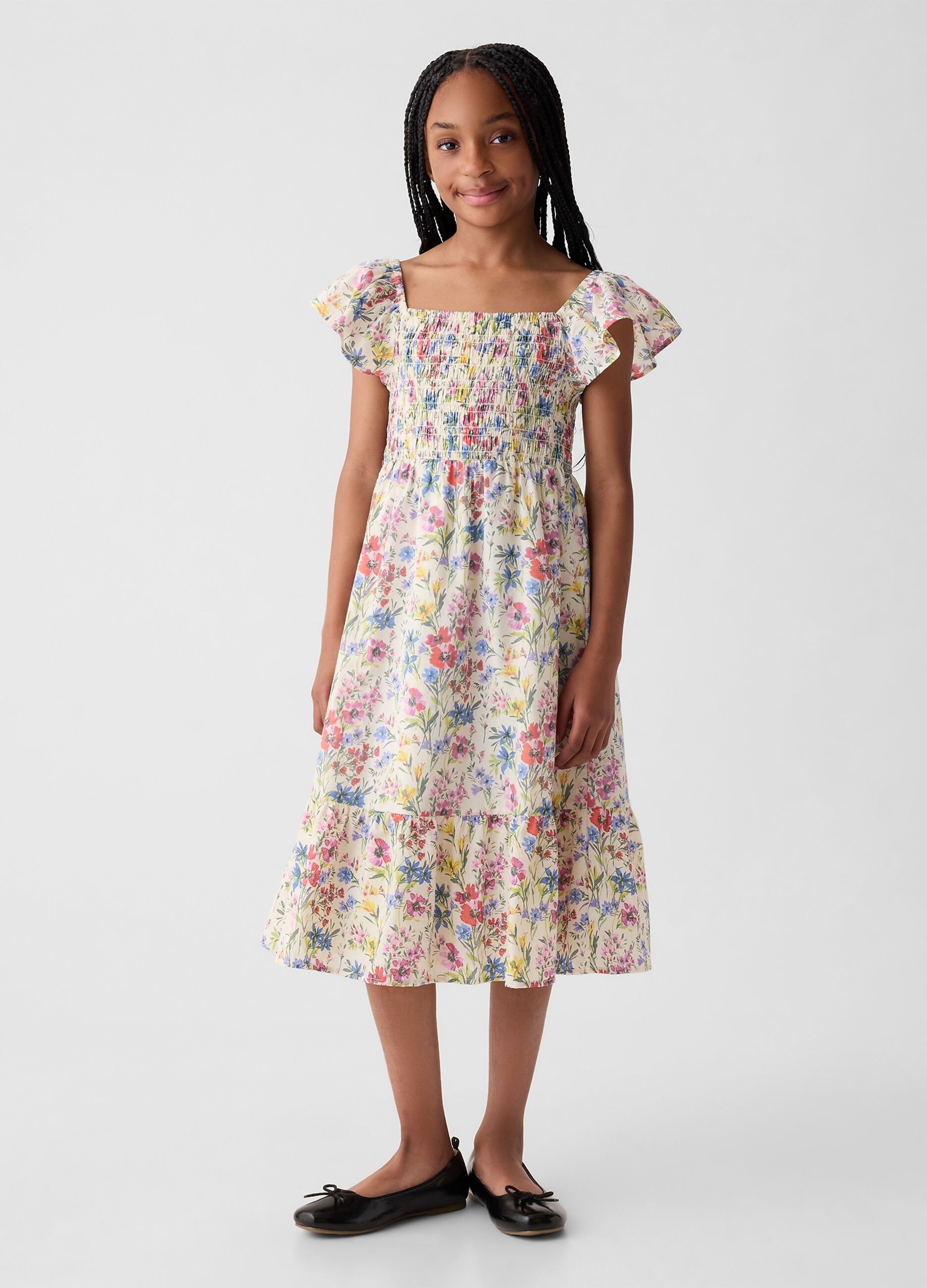Floral dress with butterfly sleeves