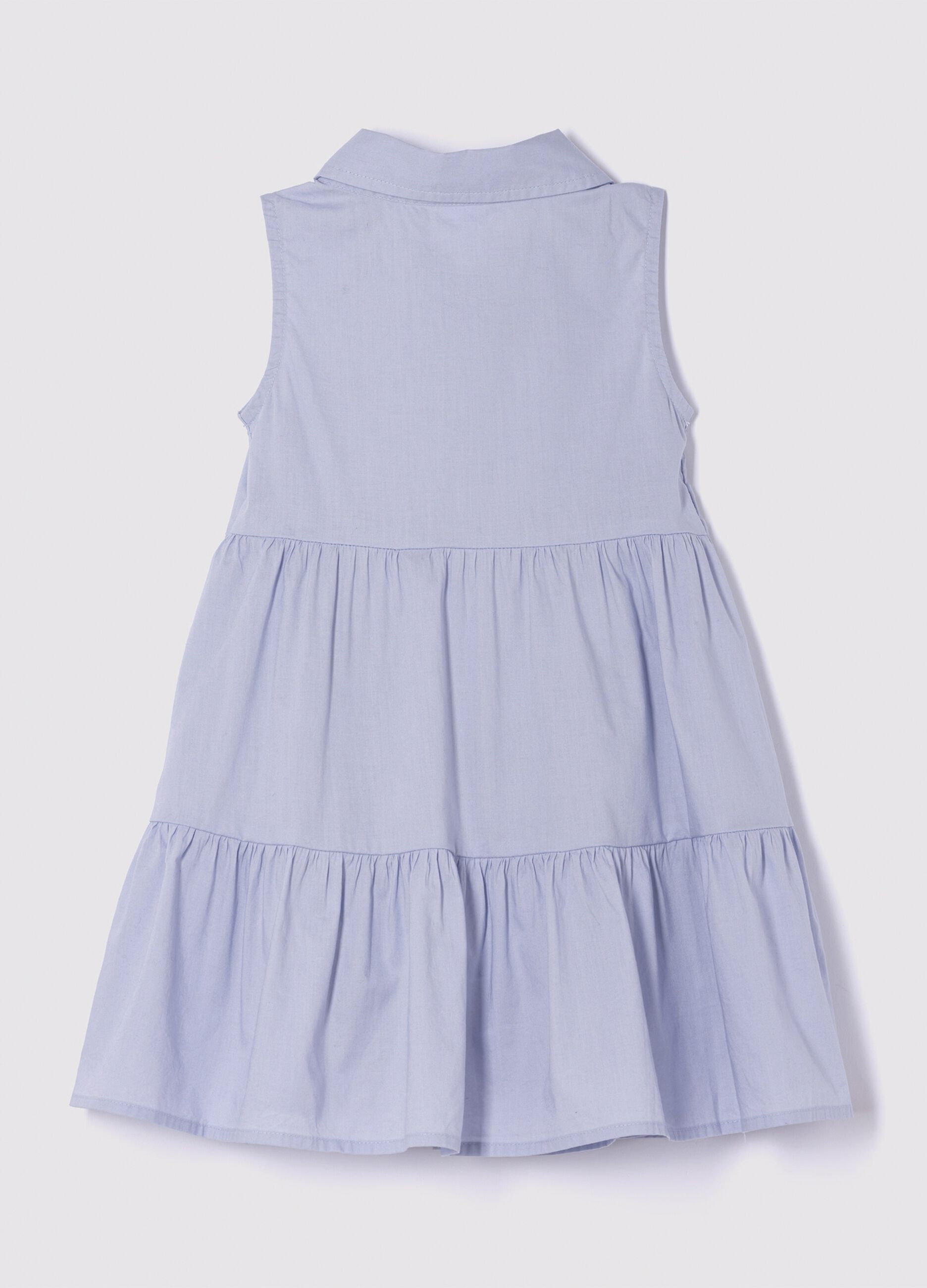 Abito blu in cotone a balze_1