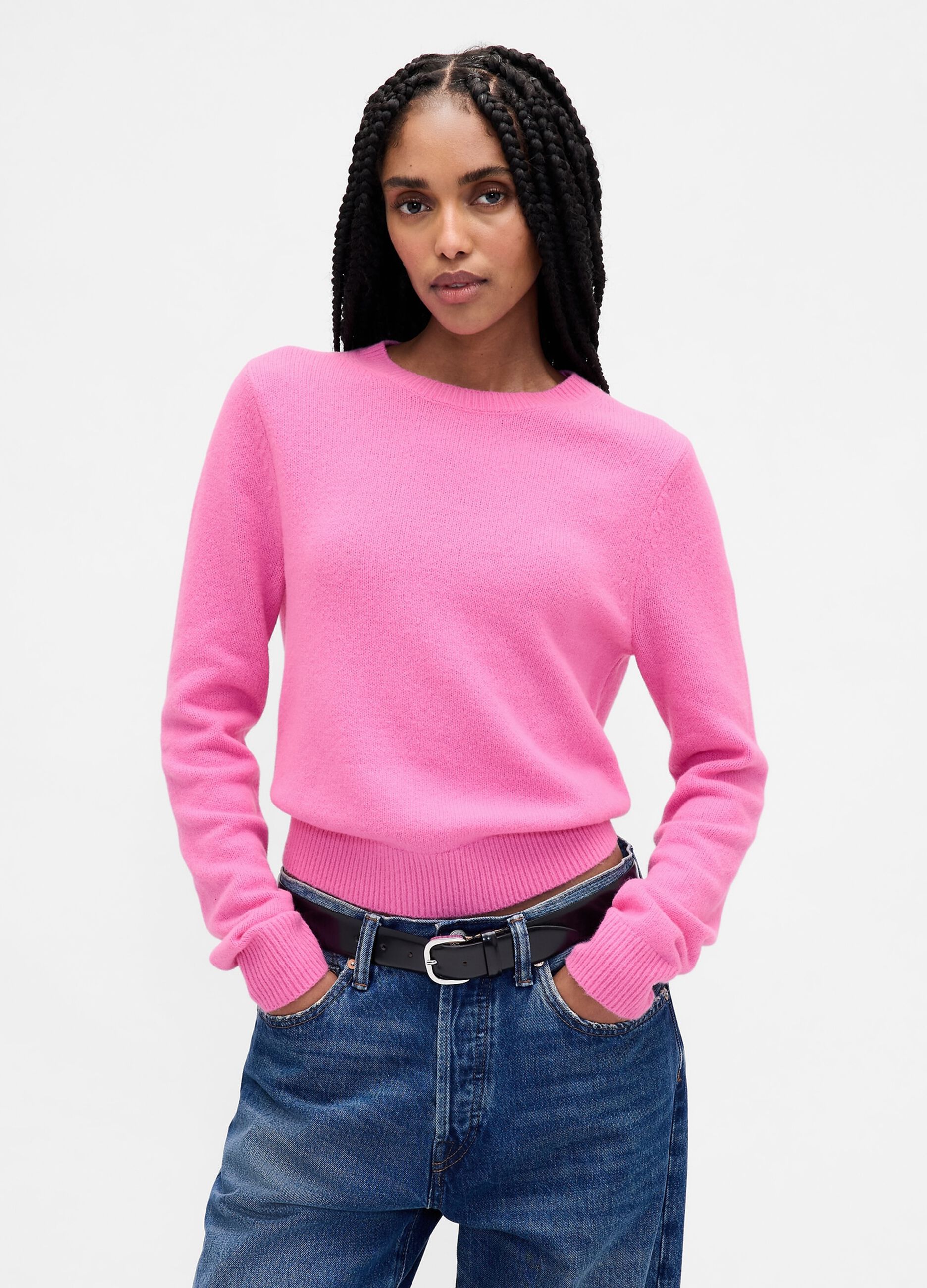 Pink Cotton Blend Sweater
