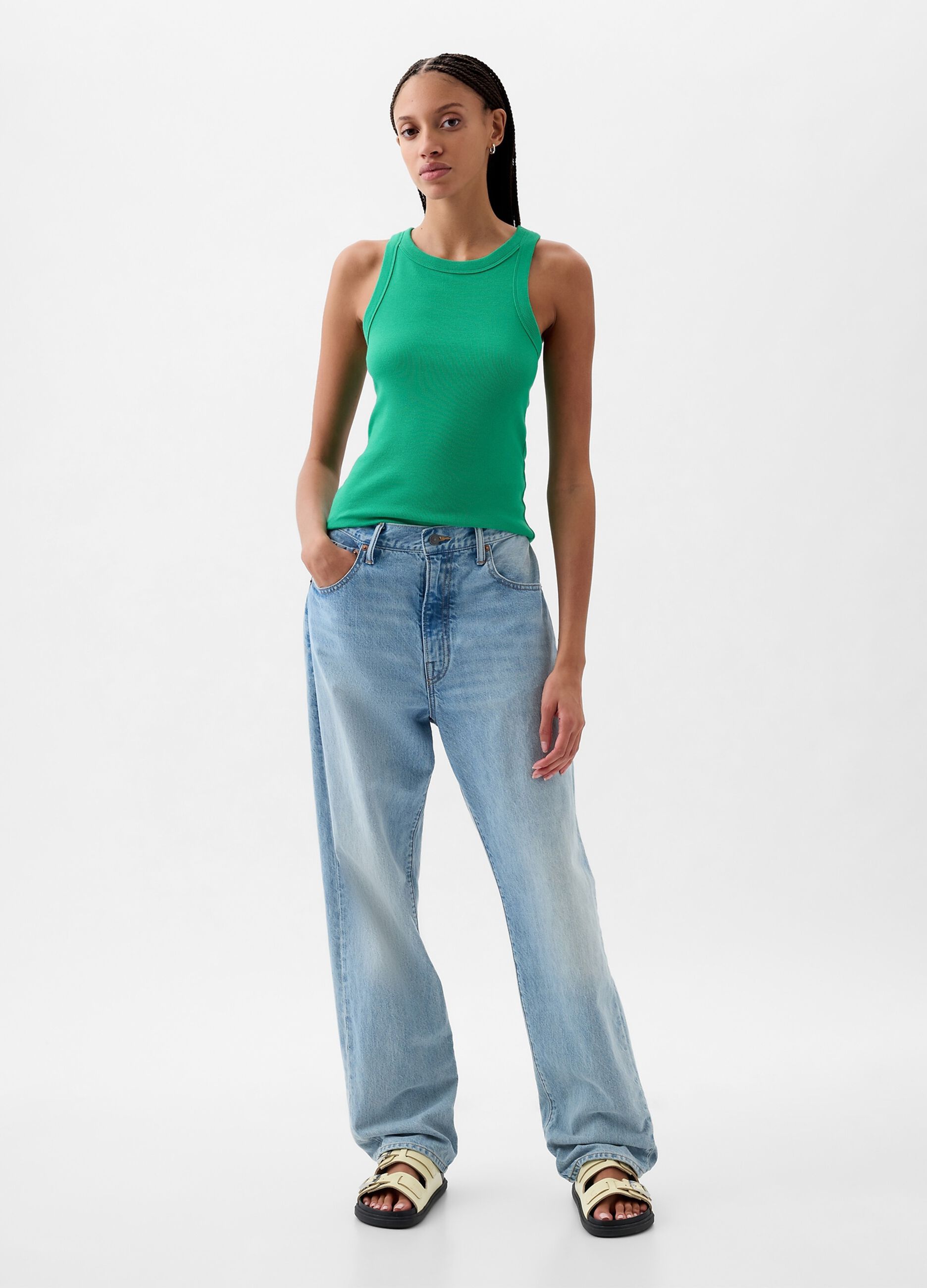 Ribbed tank top with halter neck_2