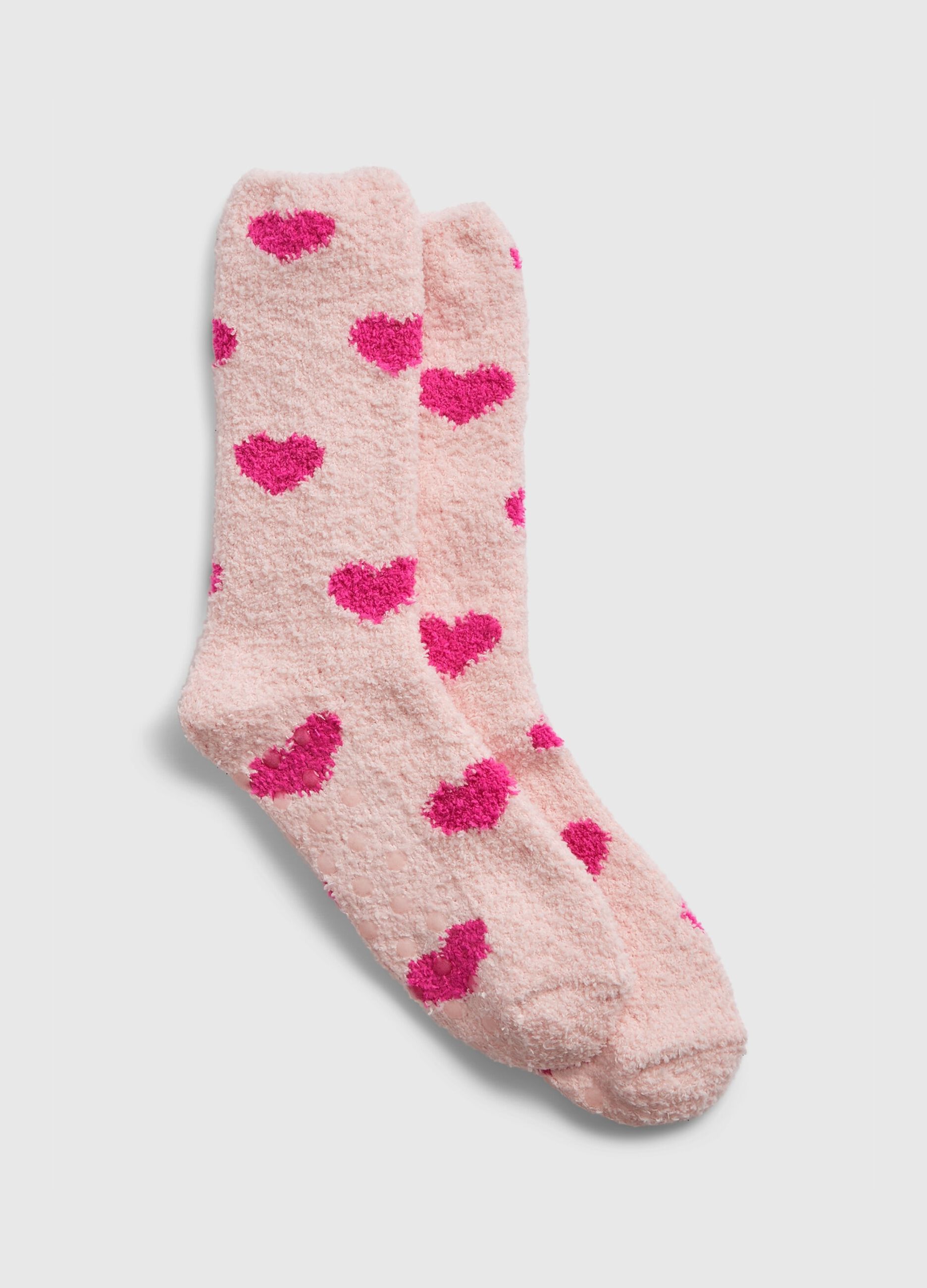 Slipper socks with heart pattern