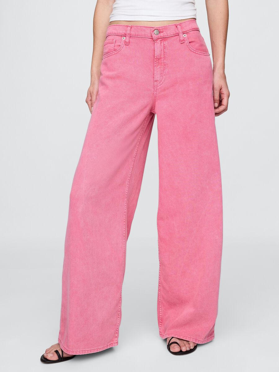 Pantaloni wide leg in denim rosa Gap Donna_1