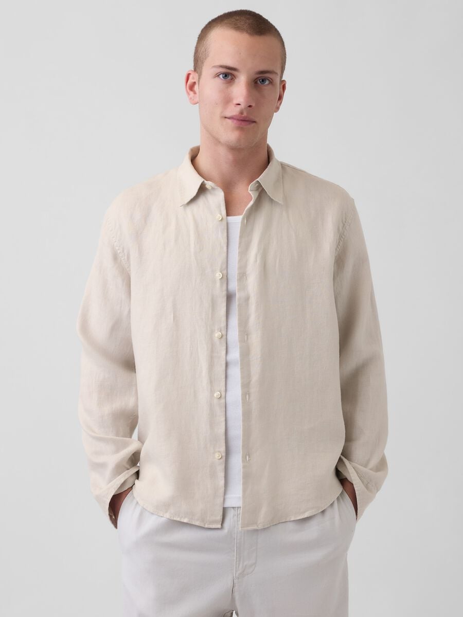 Camicia in puro lino Uomo_0
