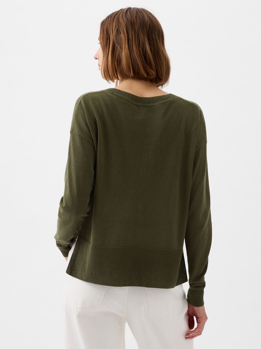 Linen blend pullover with splits Woman_3