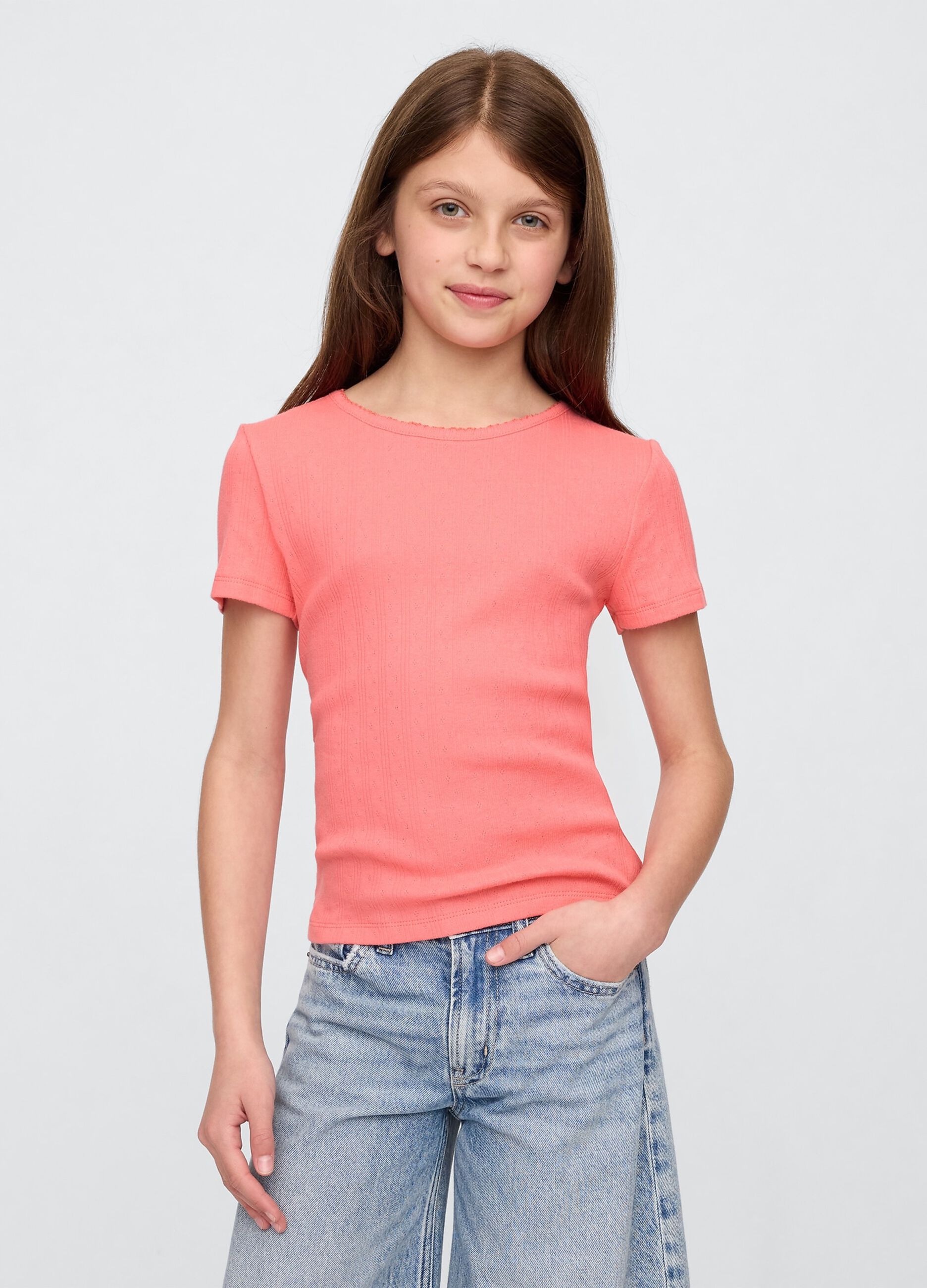Maglietta rosa a costine