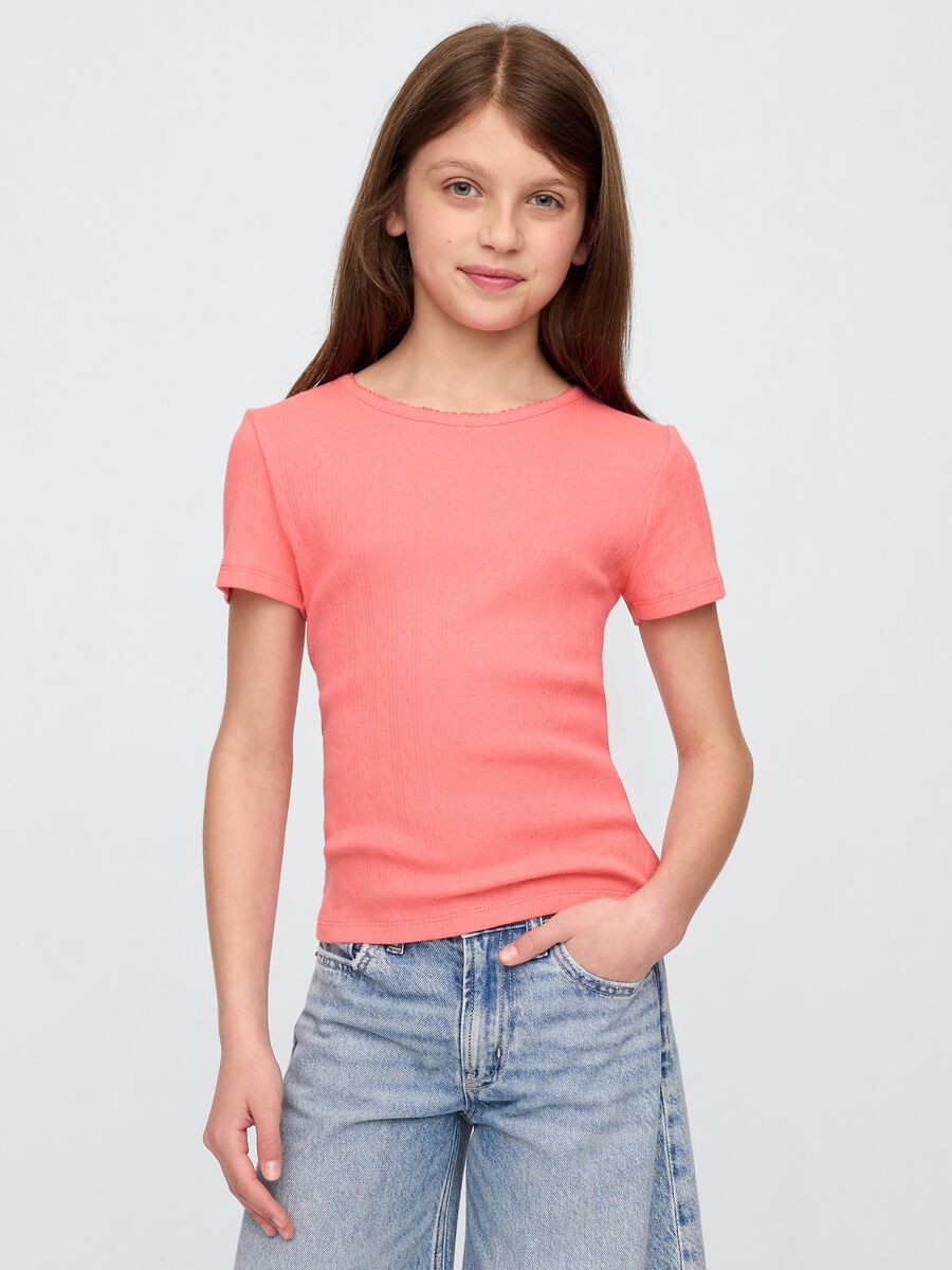 Maglietta rosa a costine Girl_0